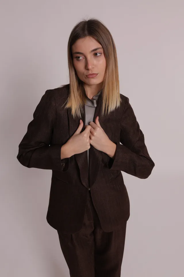 Mimi Mua Giacca Tweed Spiga di Pesce Moro