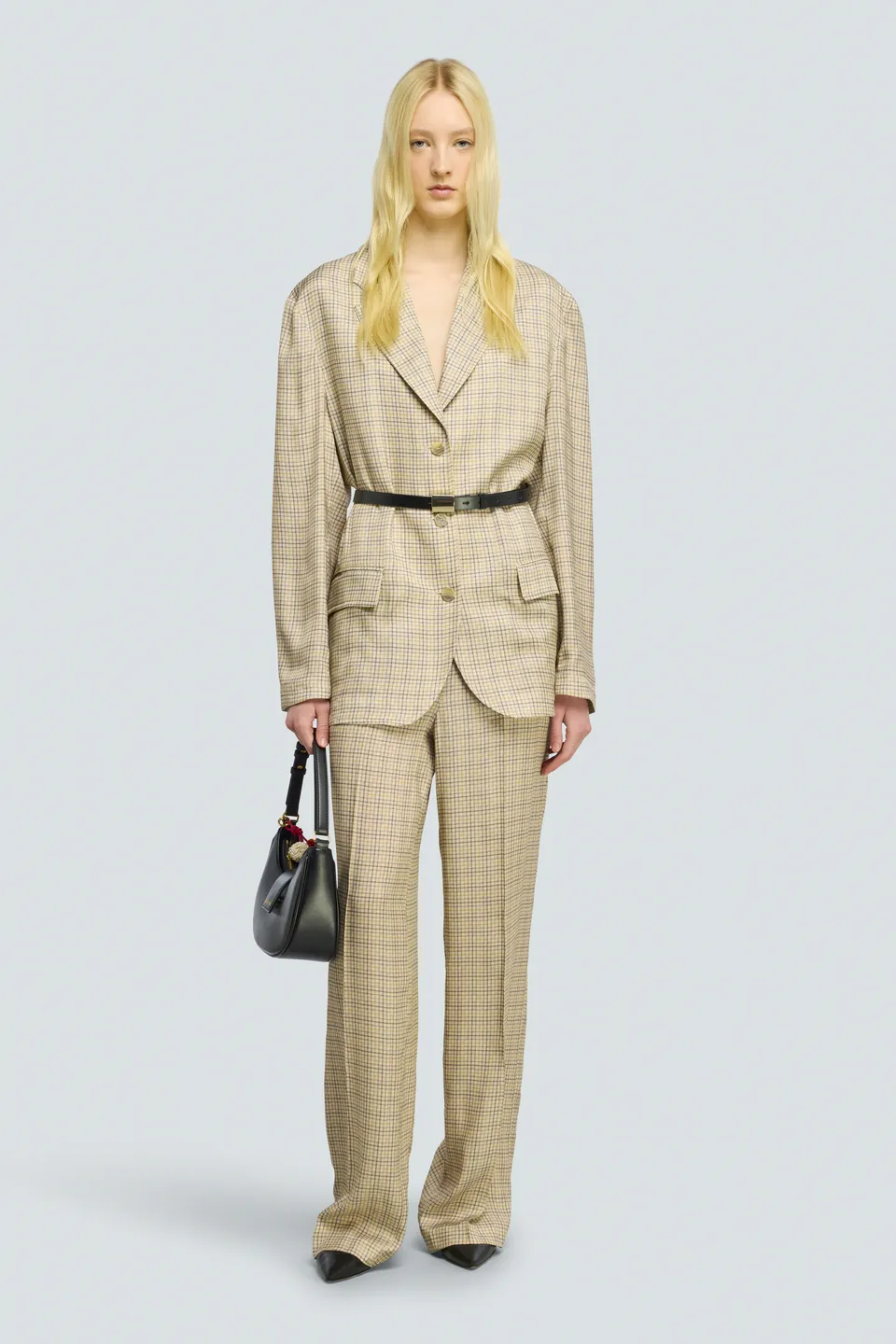 Semicouture Judie Y6WS27 pantalone check crusca dritto
