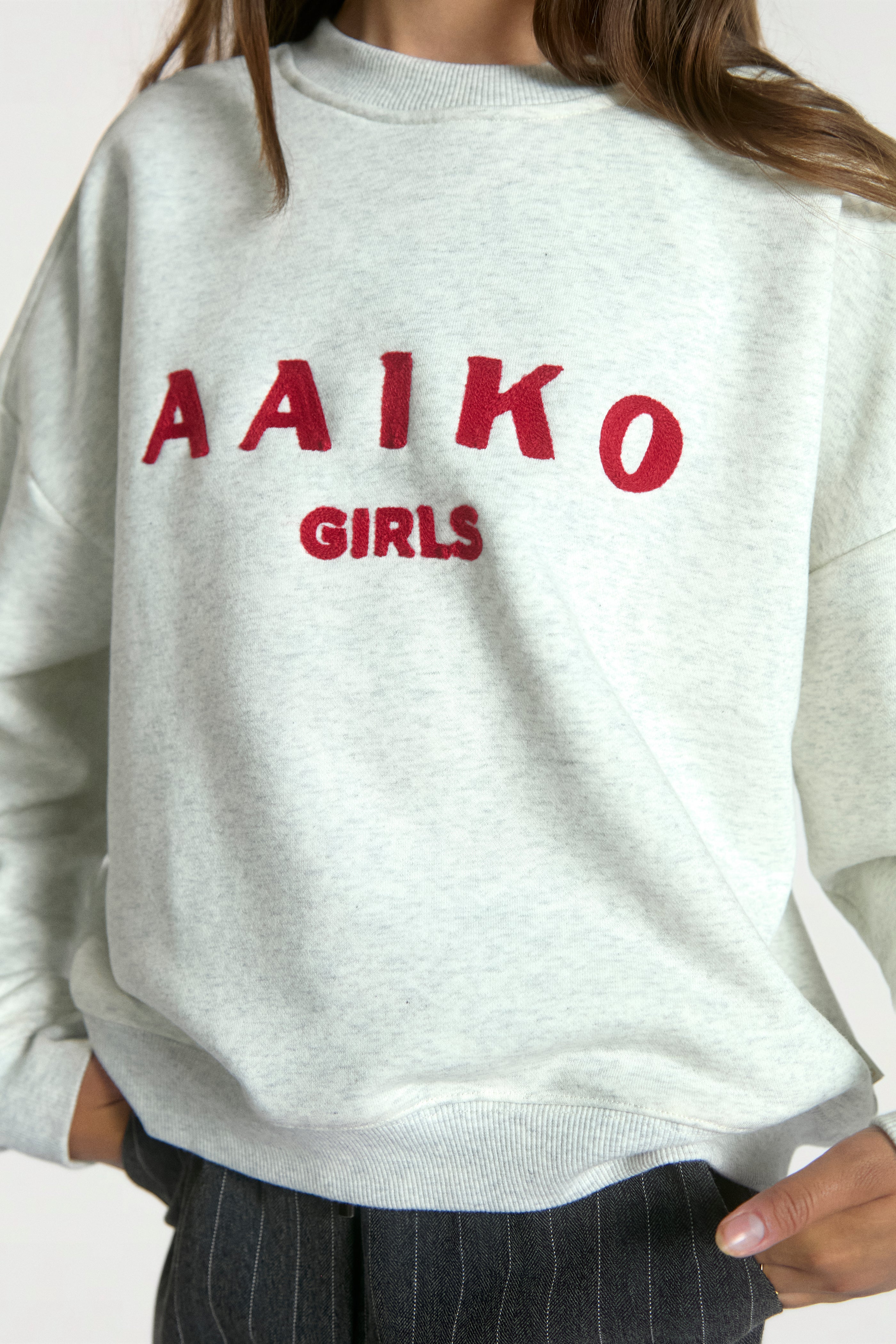 Aaiko Zena felpa grigia bambina logo