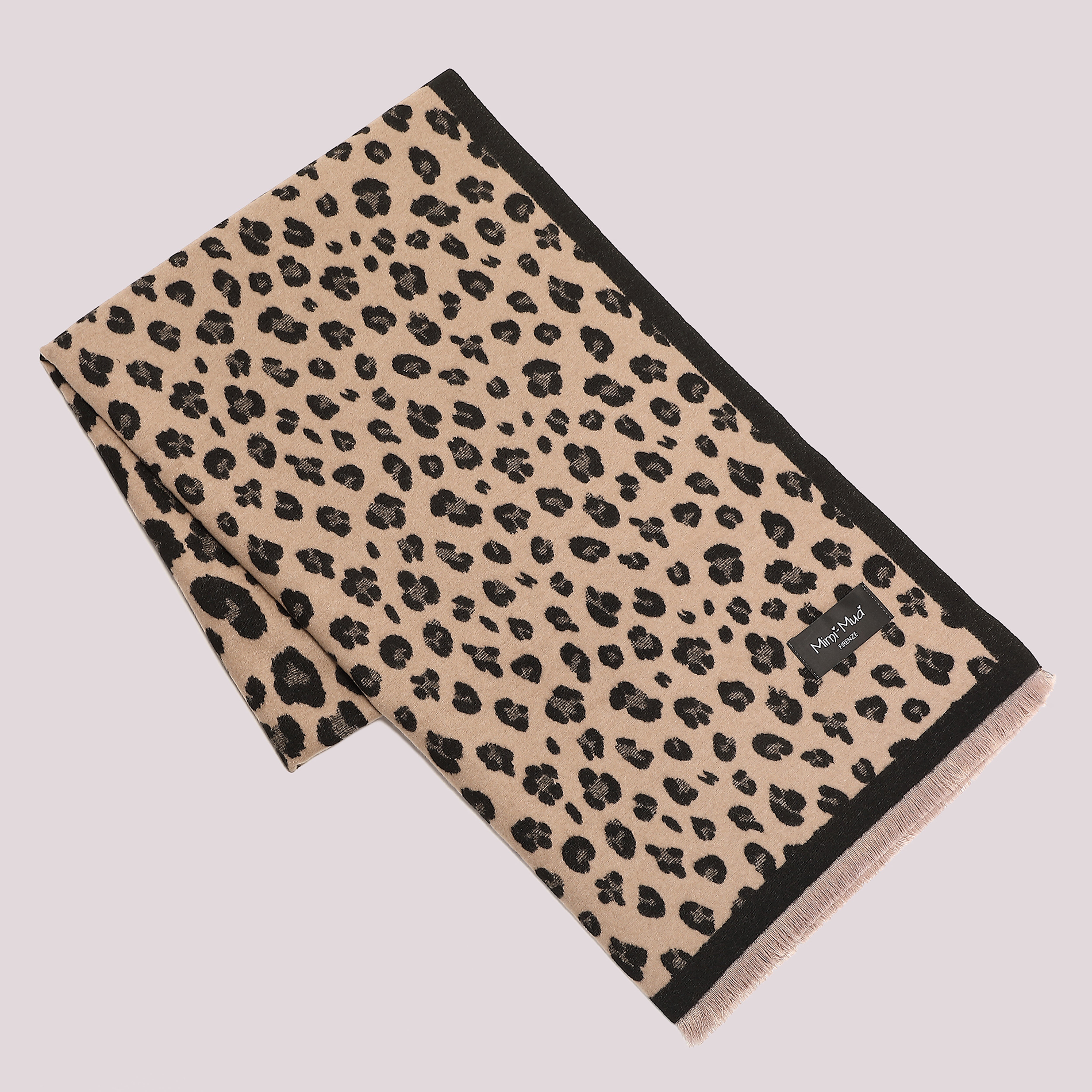 Mimi Mua sciarpa maculato tre misure nero beige calda