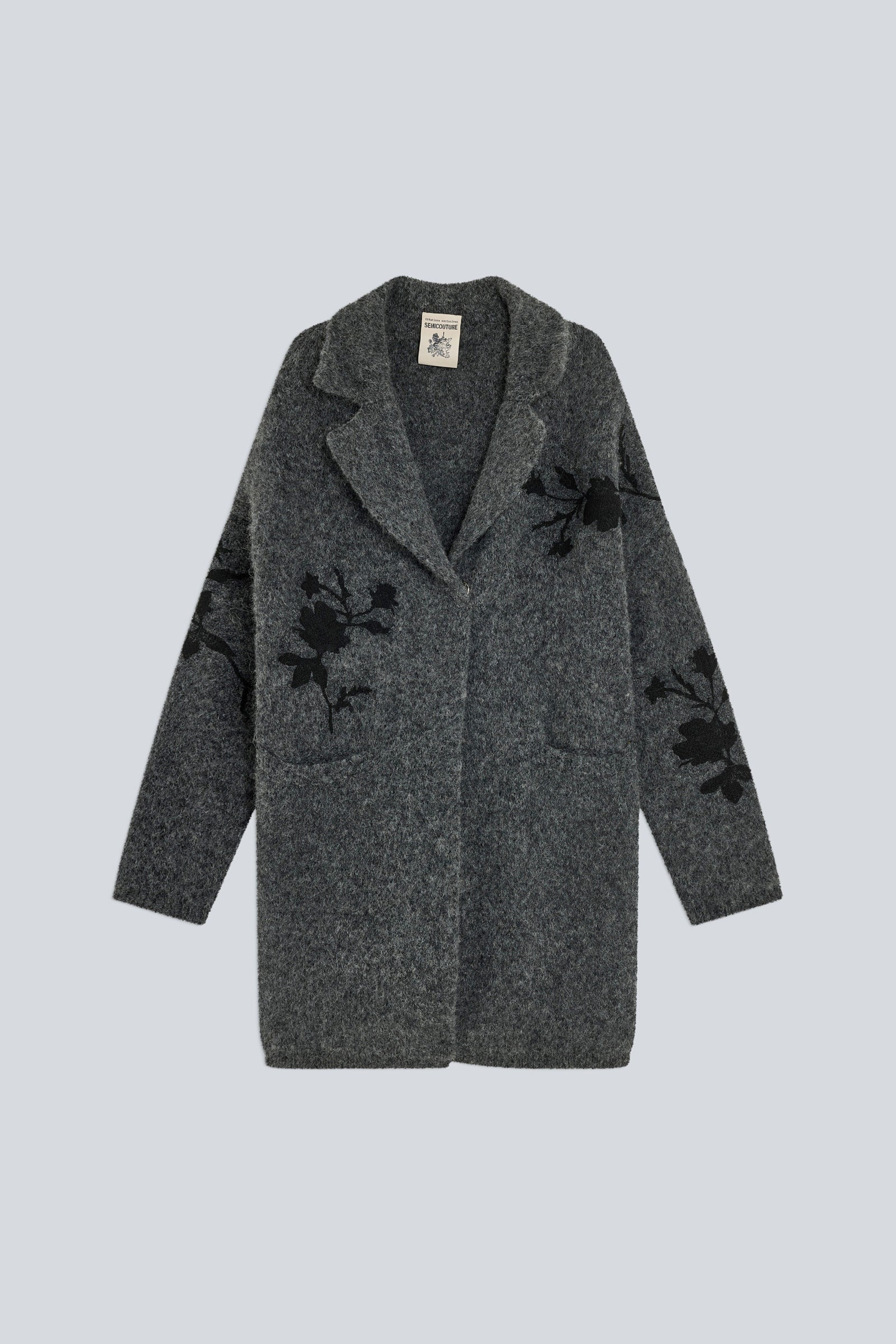 Semicouture Hollie cappotto jacquard grigio nero