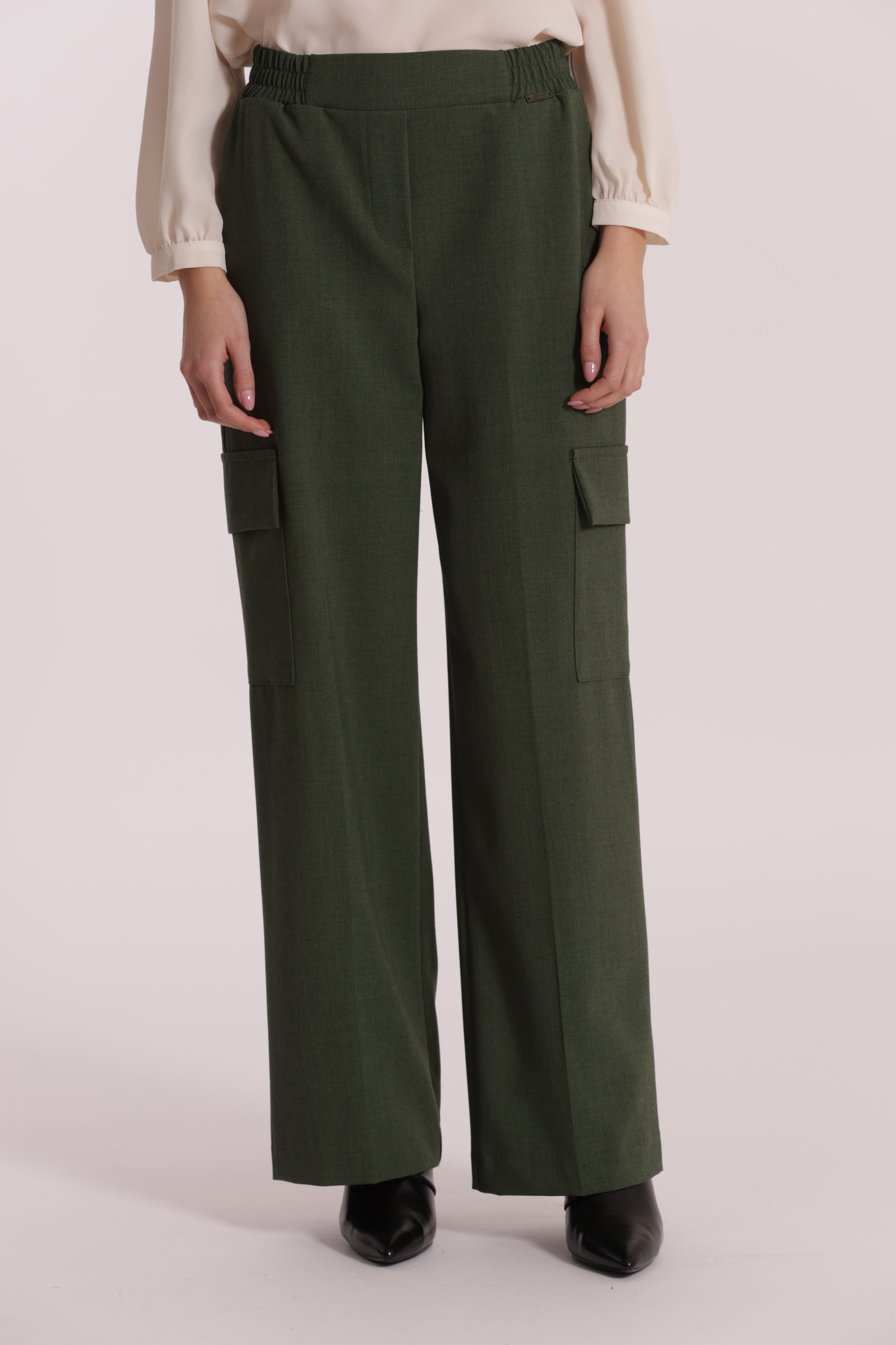 Mimi Mua Pantalone palazzo verde militare fiammato