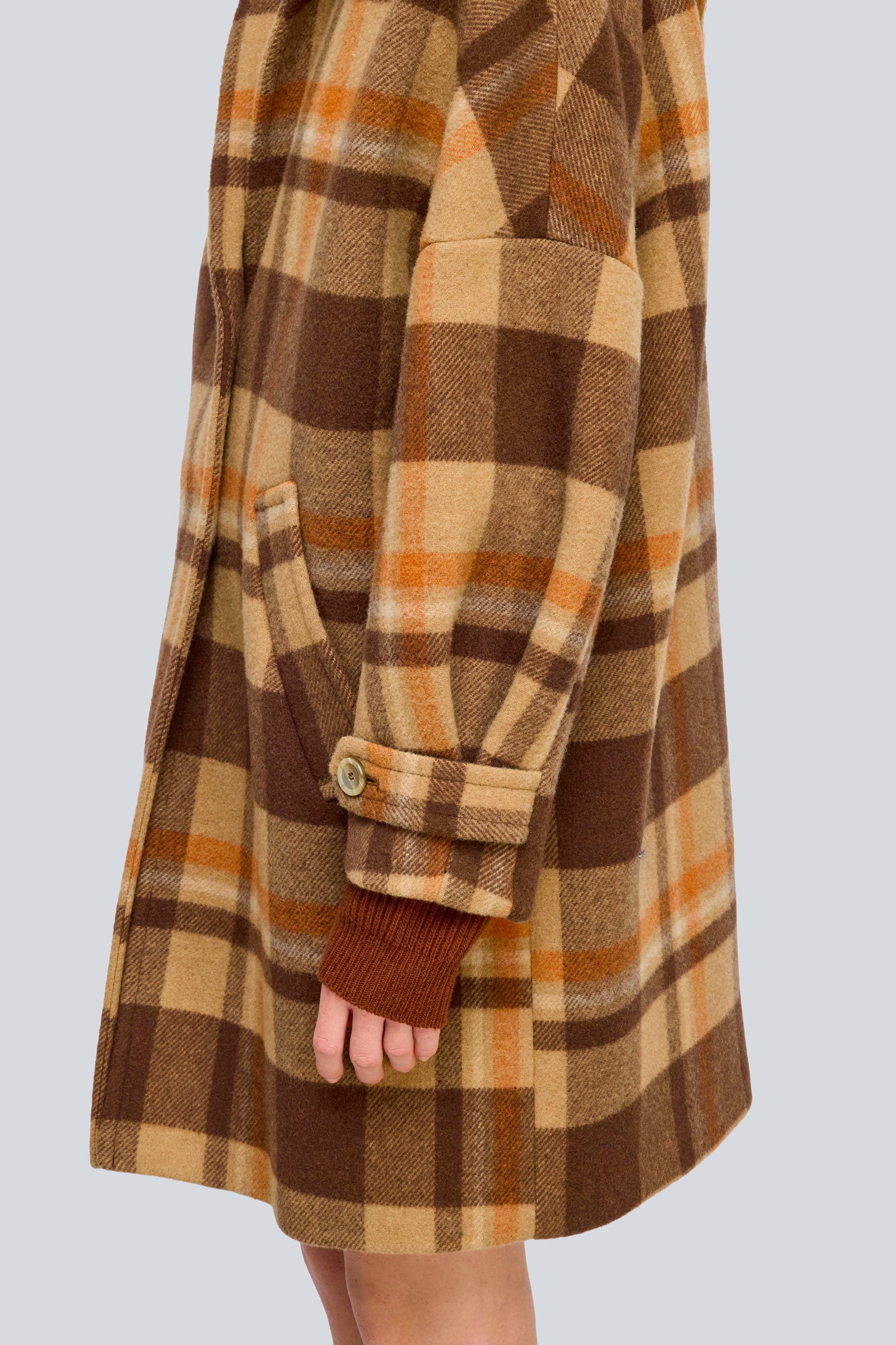 Semicouture Y6WV86 cappotto lungo check moka in panno