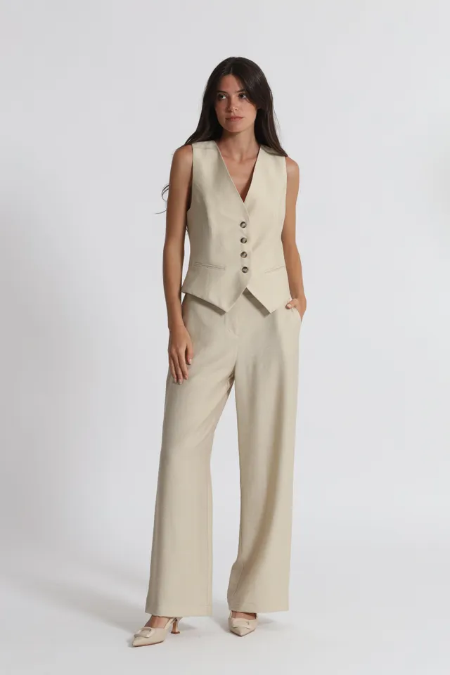 Mimi Mua Gilet Basic Viscosa Nylon Bianco
