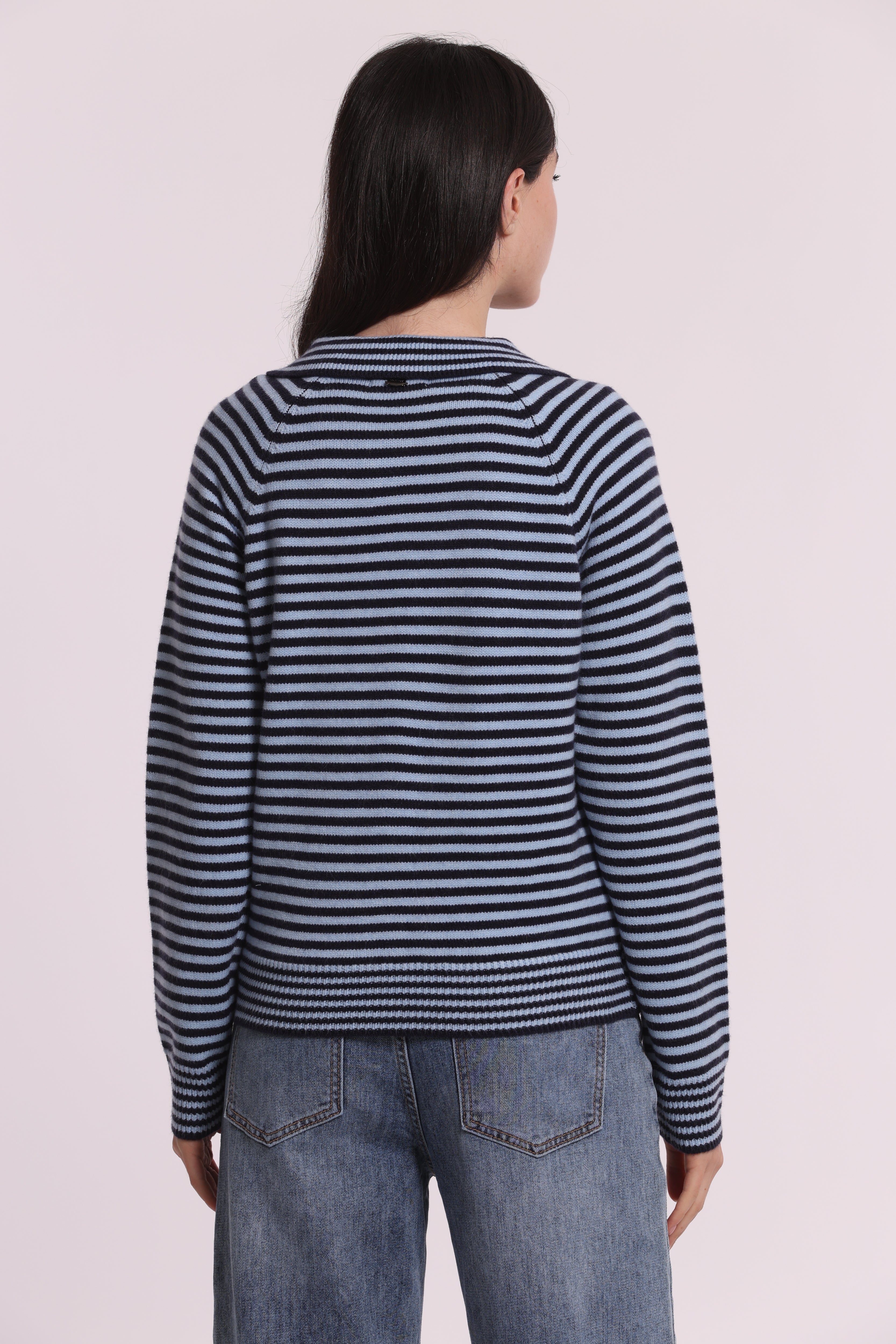 Mimi Mua Maglia Cardigan a Righe moro con lana