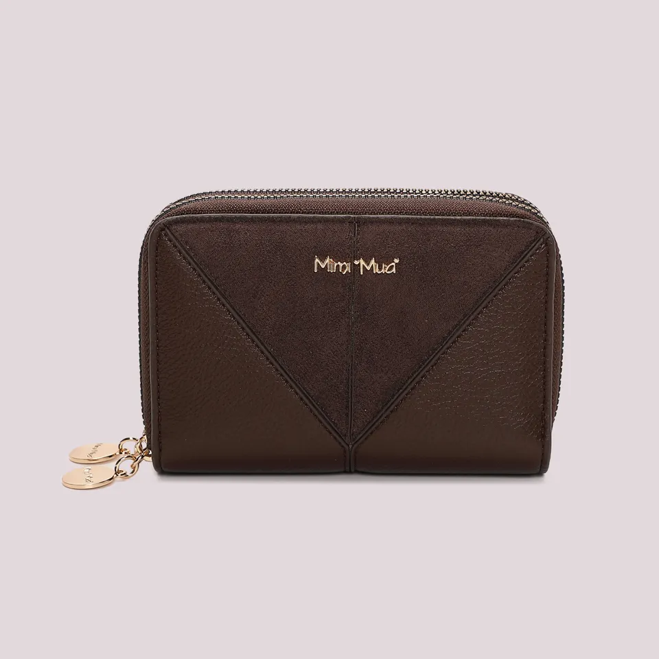 Mimi Mua Doppia Zip Camoscio portafoglio medio nero