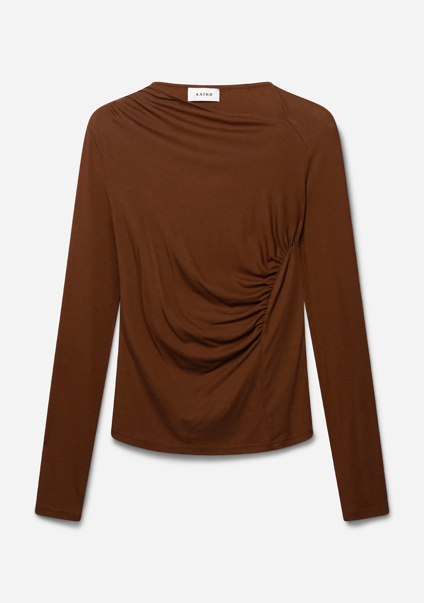 Aaiko Jalisse top marrone drappeggiato spalla foro