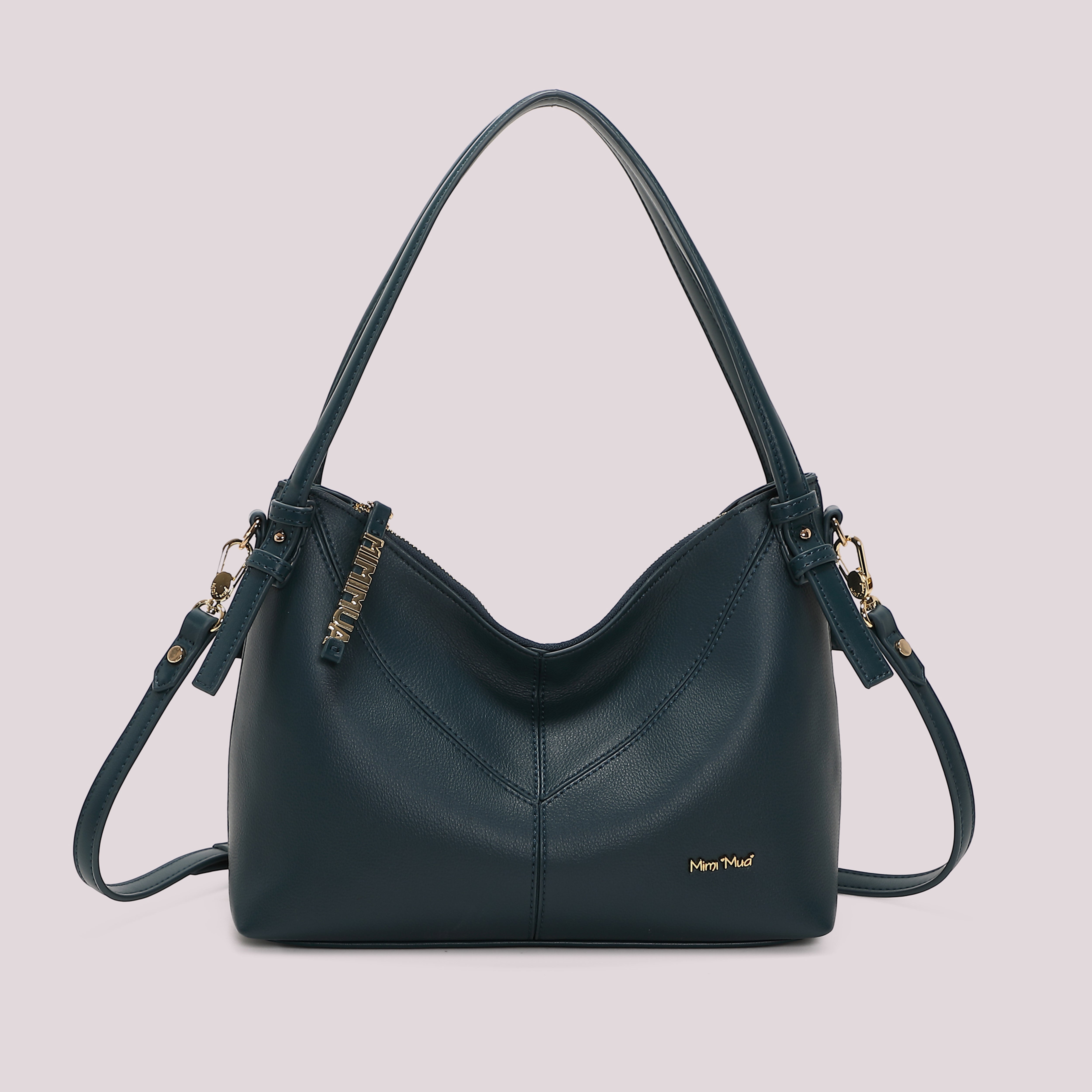 Mimi Mua borsa a spalla zip lettere nera 29 cm