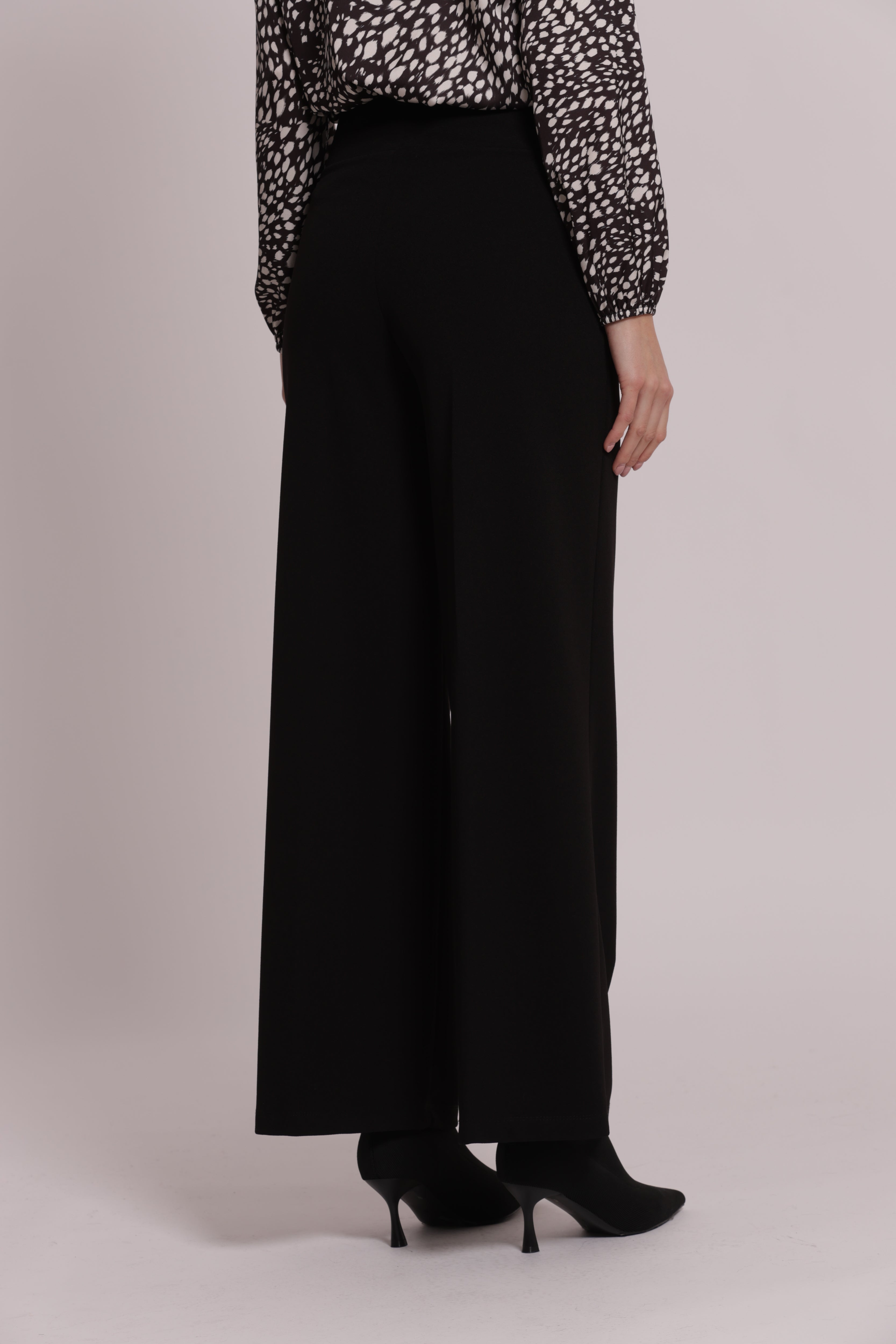 Mimi Mua Pantalone Palazzo Scuba Crepe Nero