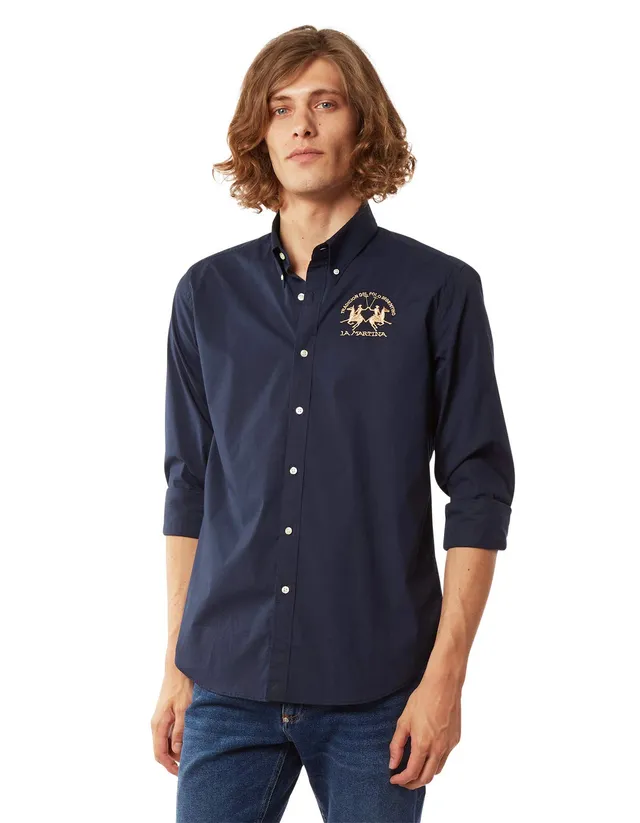 La Martina camicia uomo cotone regular fit navy