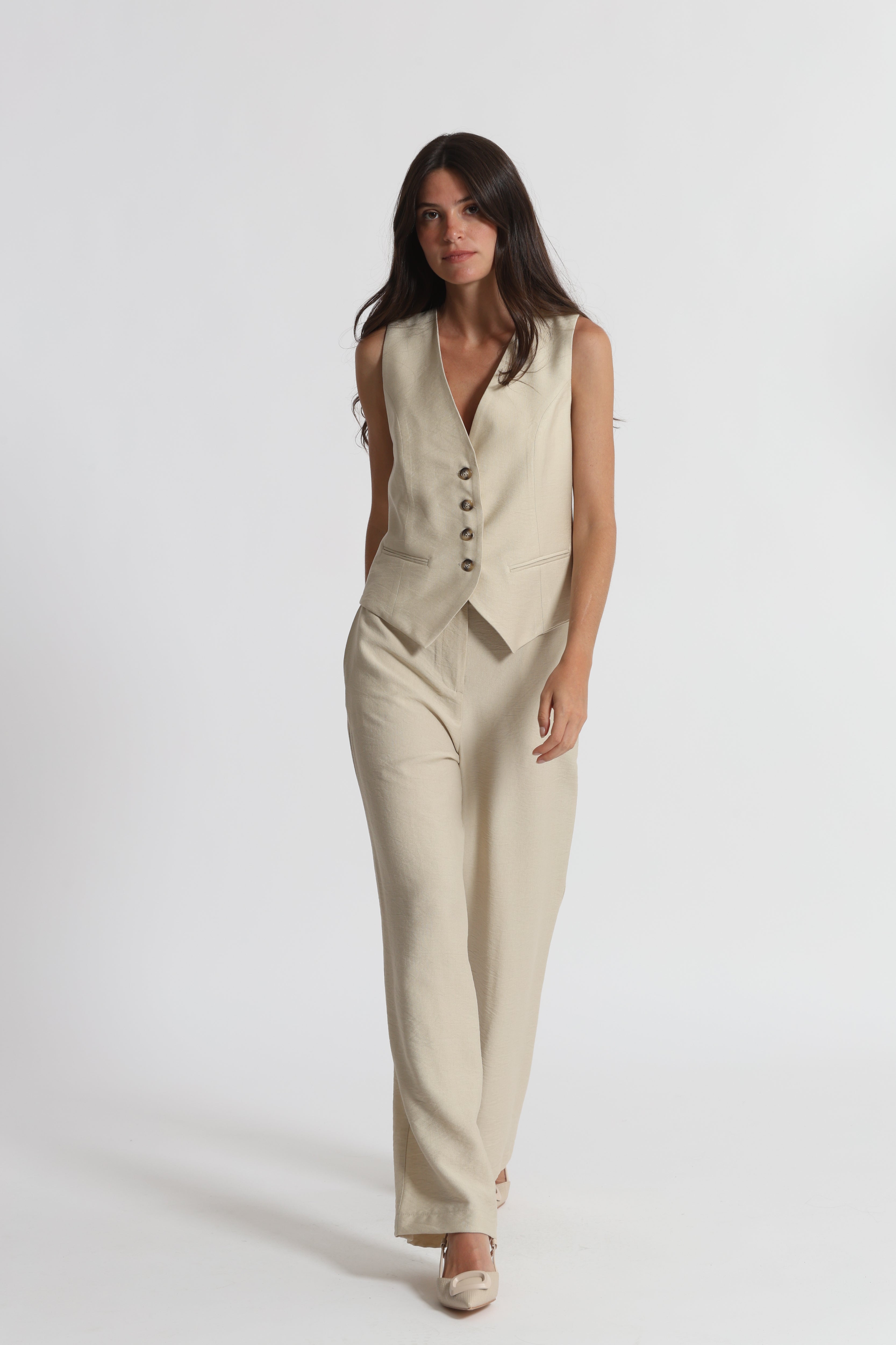 Mimi Mua Gilet Basic Viscosa Nylon Bianco