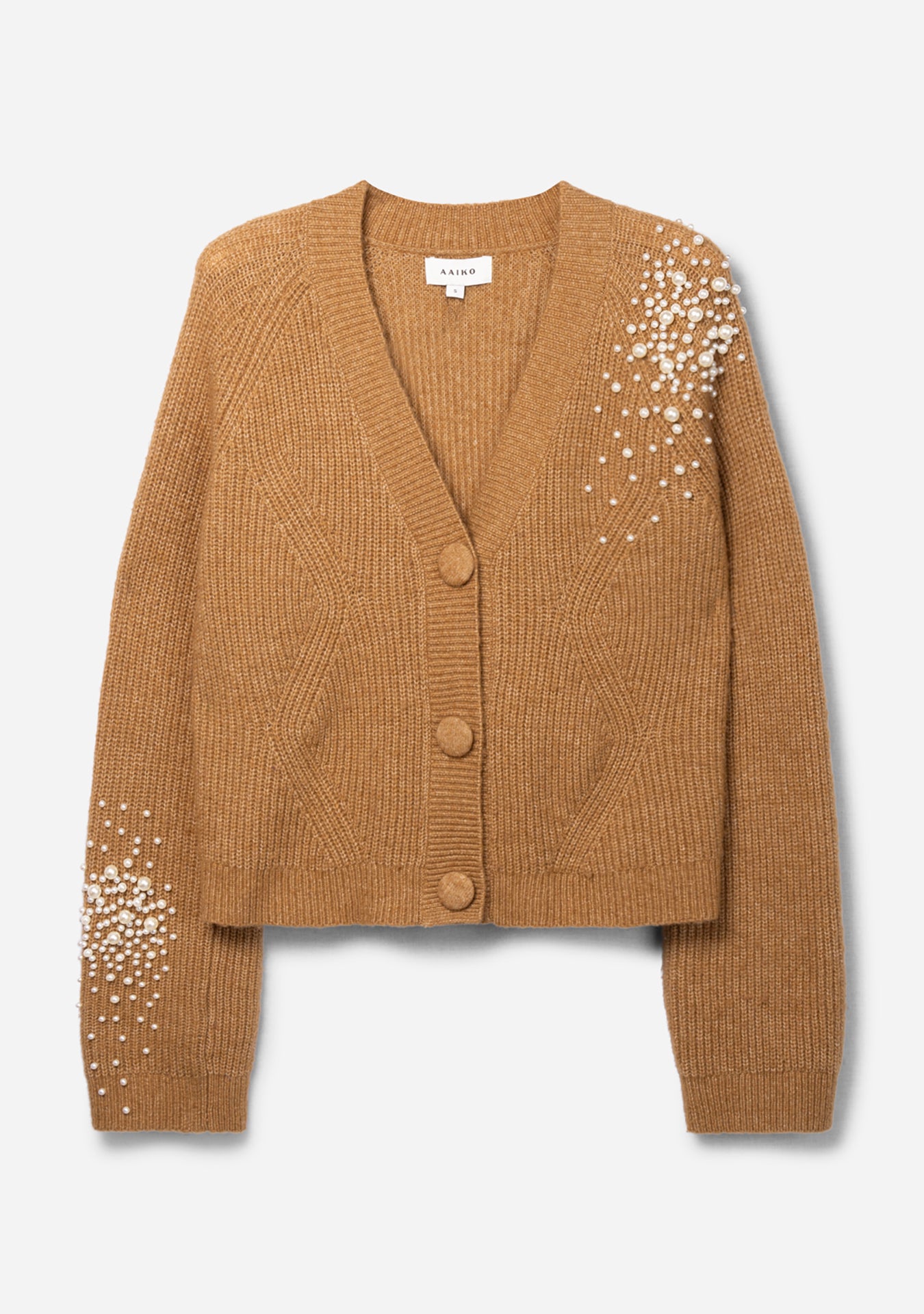Aaiko Loric cardigan marrone perle e bottoni