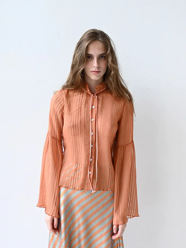 Giglio Tigrato Yoko Shirt Plissé I camicia corallo