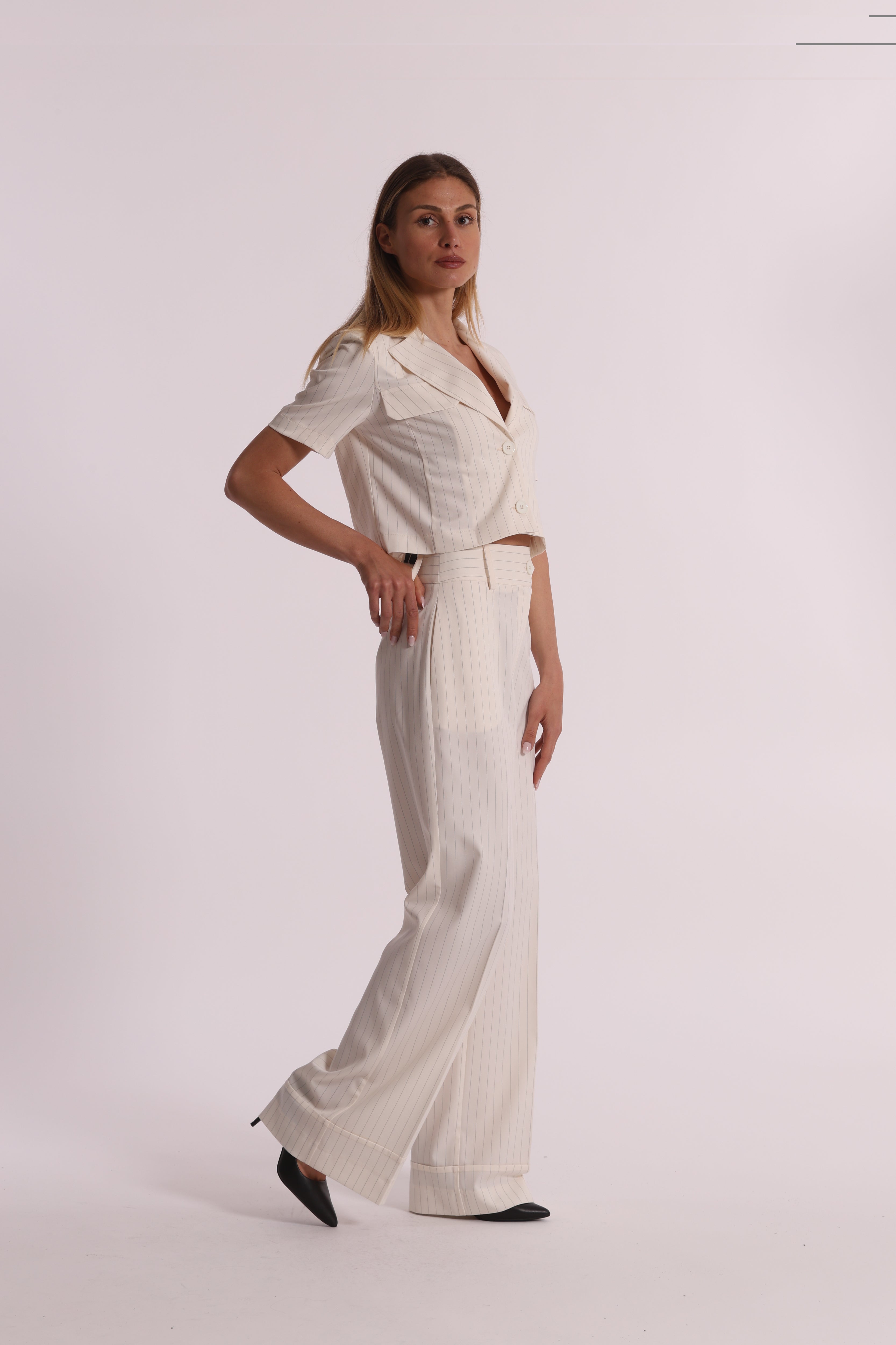 Mimi Mua Palazzo Gessato Pantaloni Gamba Larga