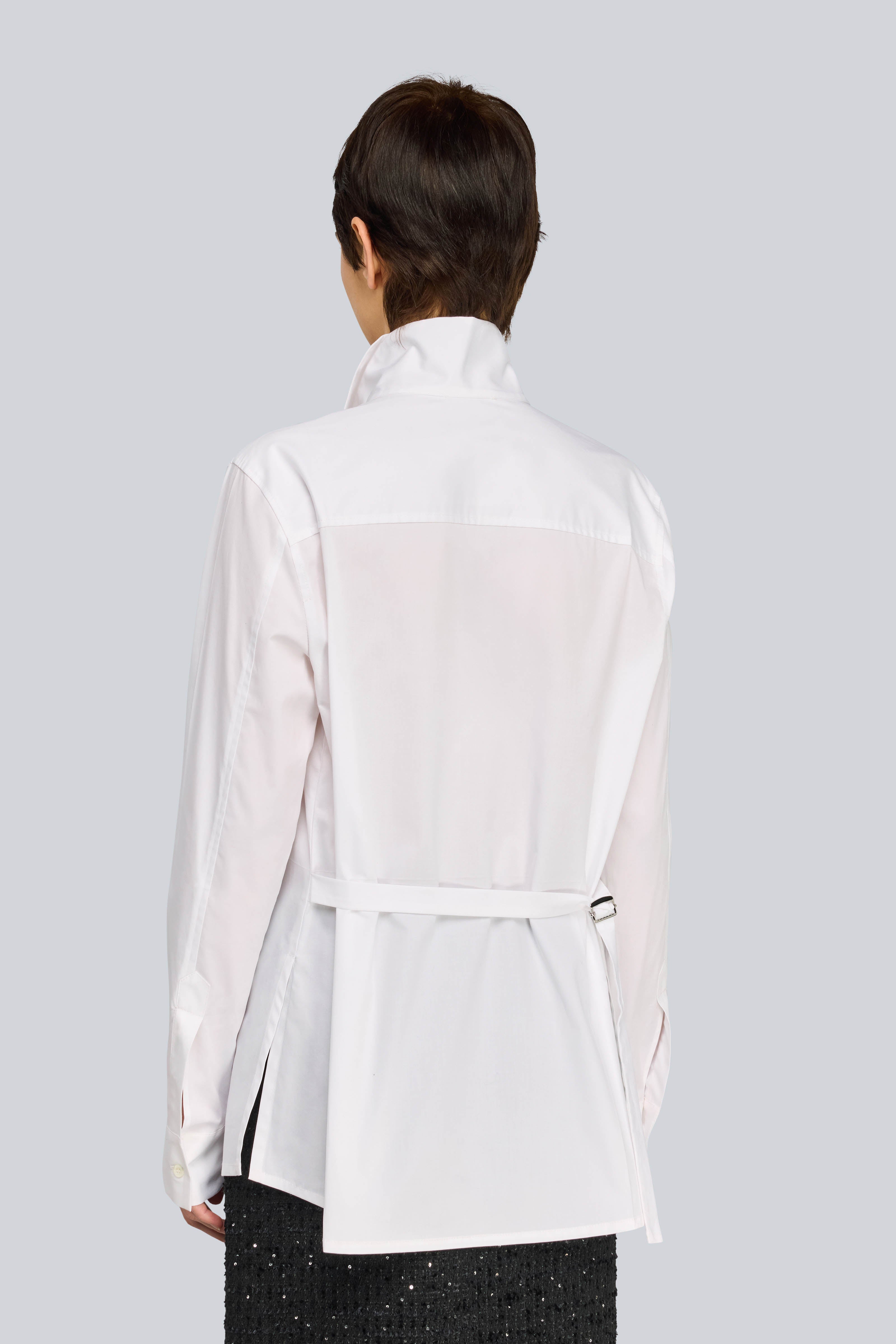 Semicouture China camicia popeline collo coreano bianca