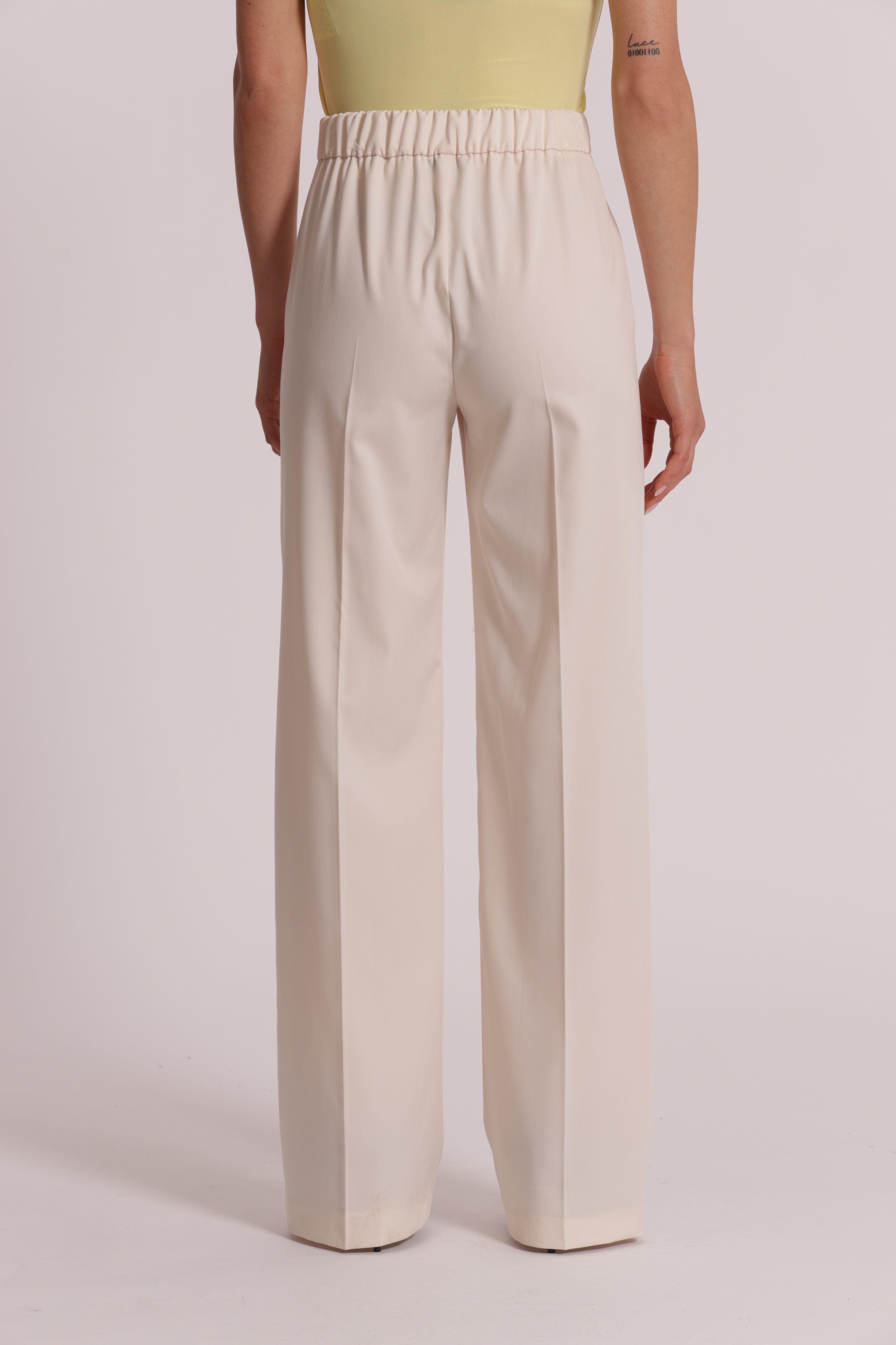 Mimi Mua Palazzo Elastico Manofredda Pantalone Latte