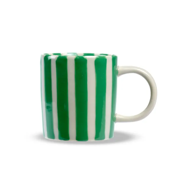 On Earth Cooperative Collection Righe mug ceramica verde 8 cm