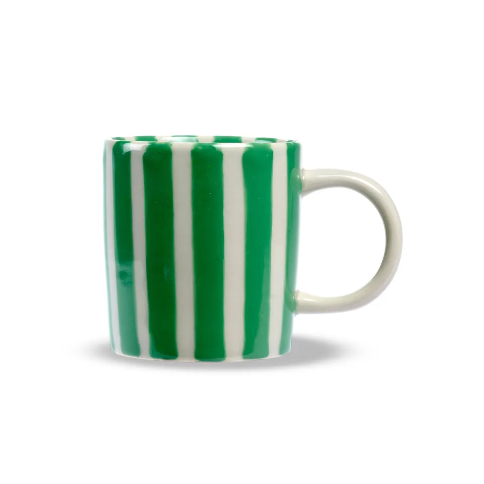 On Earth Cooperative Collection Righe mug ceramica verde 8 cm