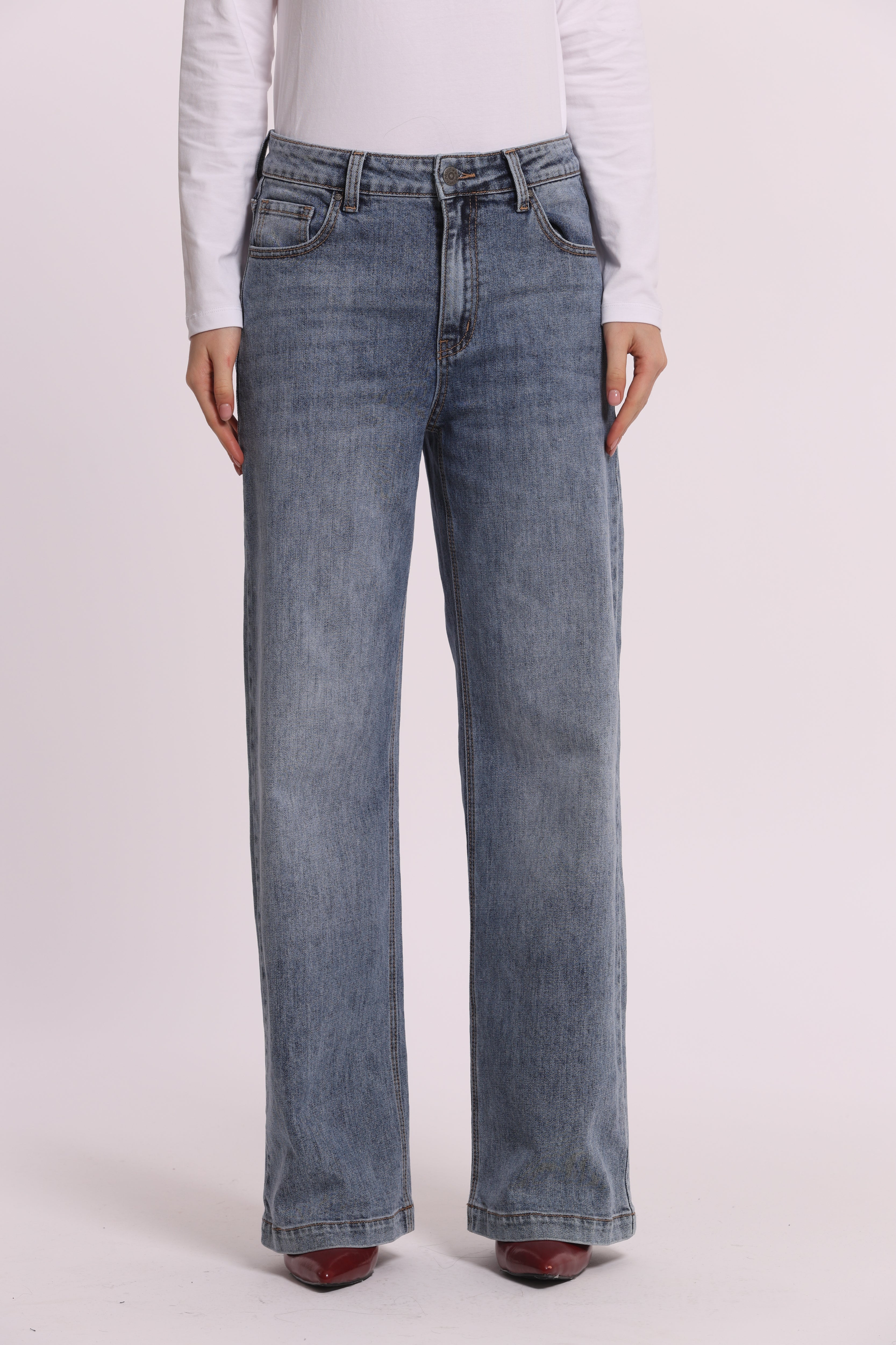 Mimi Mua Jeans Wide Leg Blu Medio