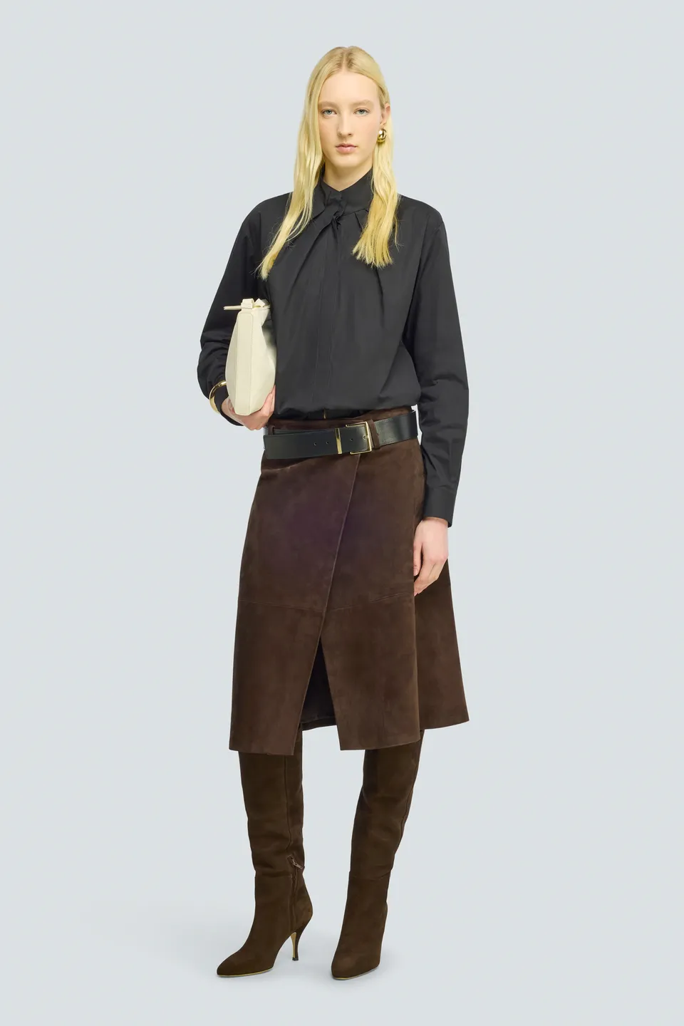 Semicouture Dalya blusa popline nera nodo collo