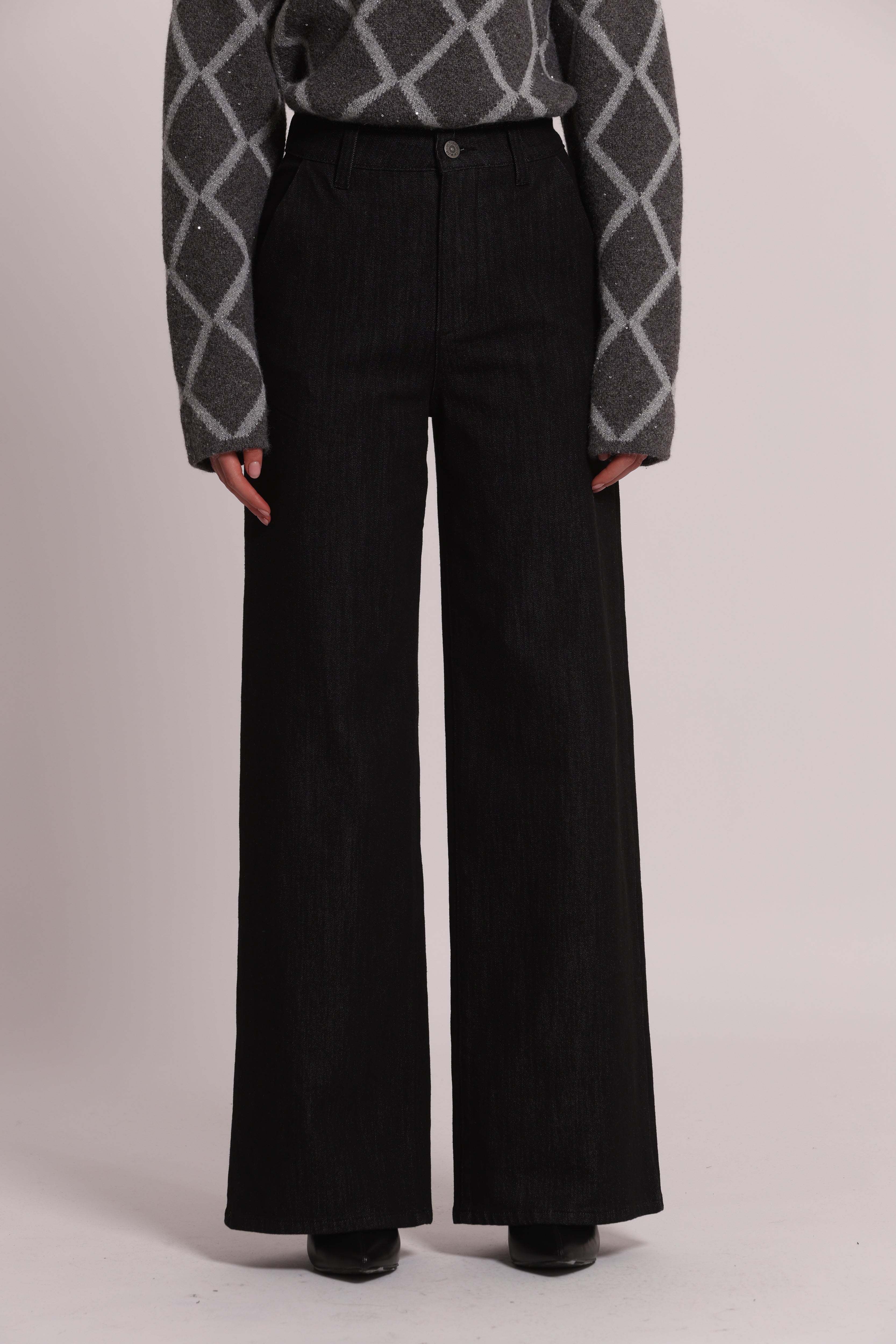 Mimi Mua Palazzo jeans nero gamba larga