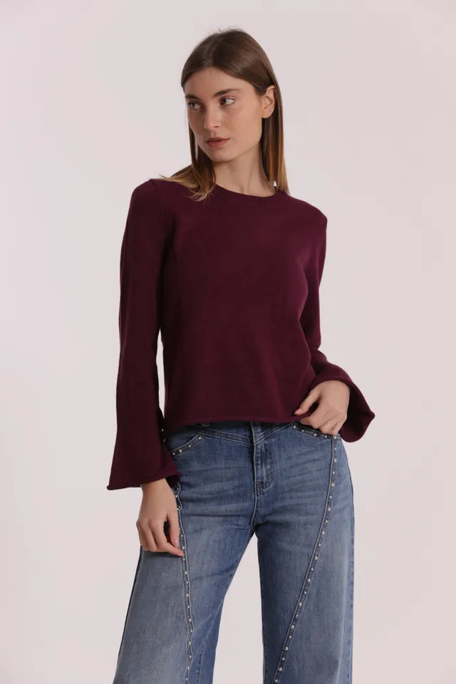 Mimi Mua Maglia Scollo Tondo Fiocchi Nera