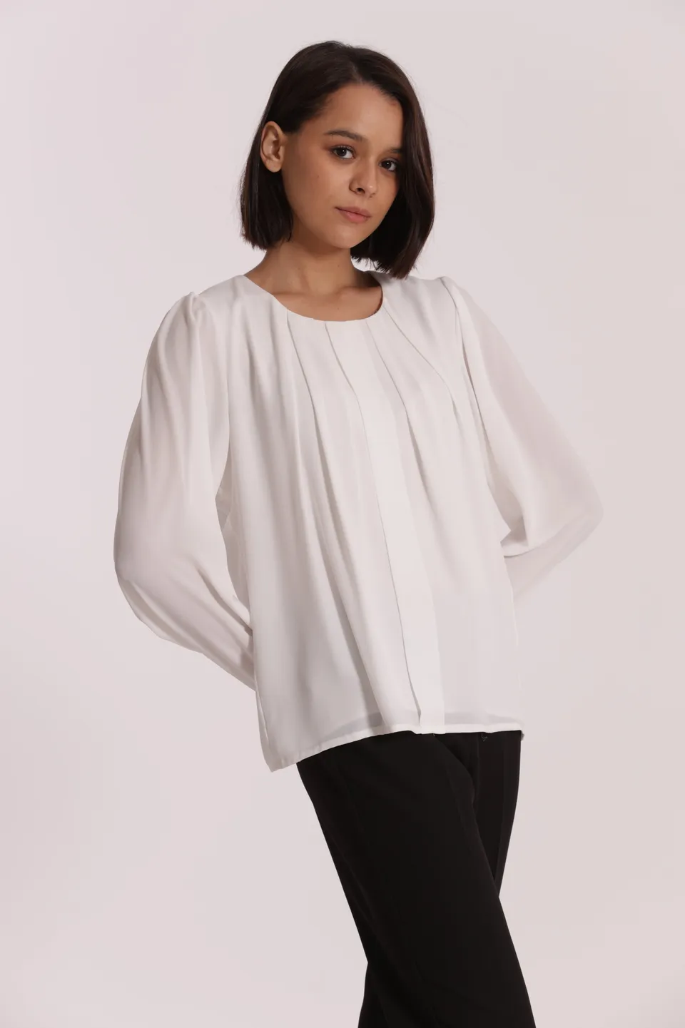 Mimi Mua Blusa con Pieghe camicia nera poliestere