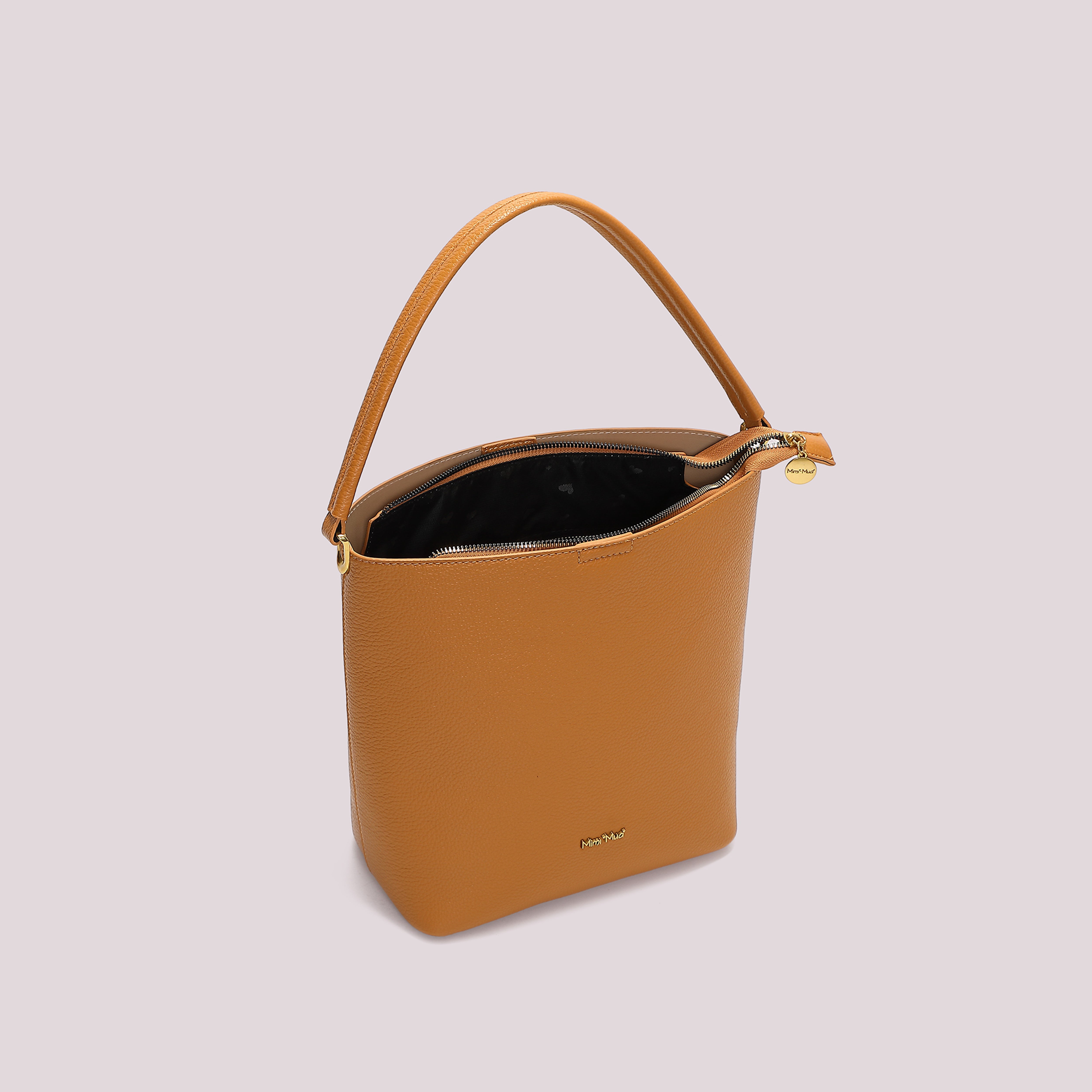 Mimi Mua Secchiello Dettagli Satinati Borsa Mano Nero