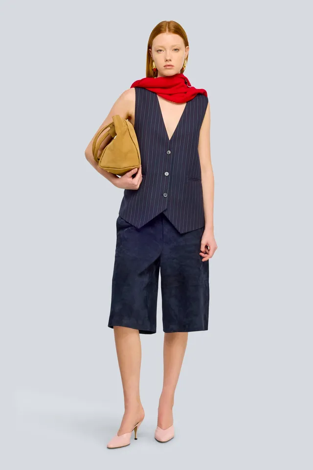 Semicouture Britney Y6WM53 gilet sartoriale gessato blue