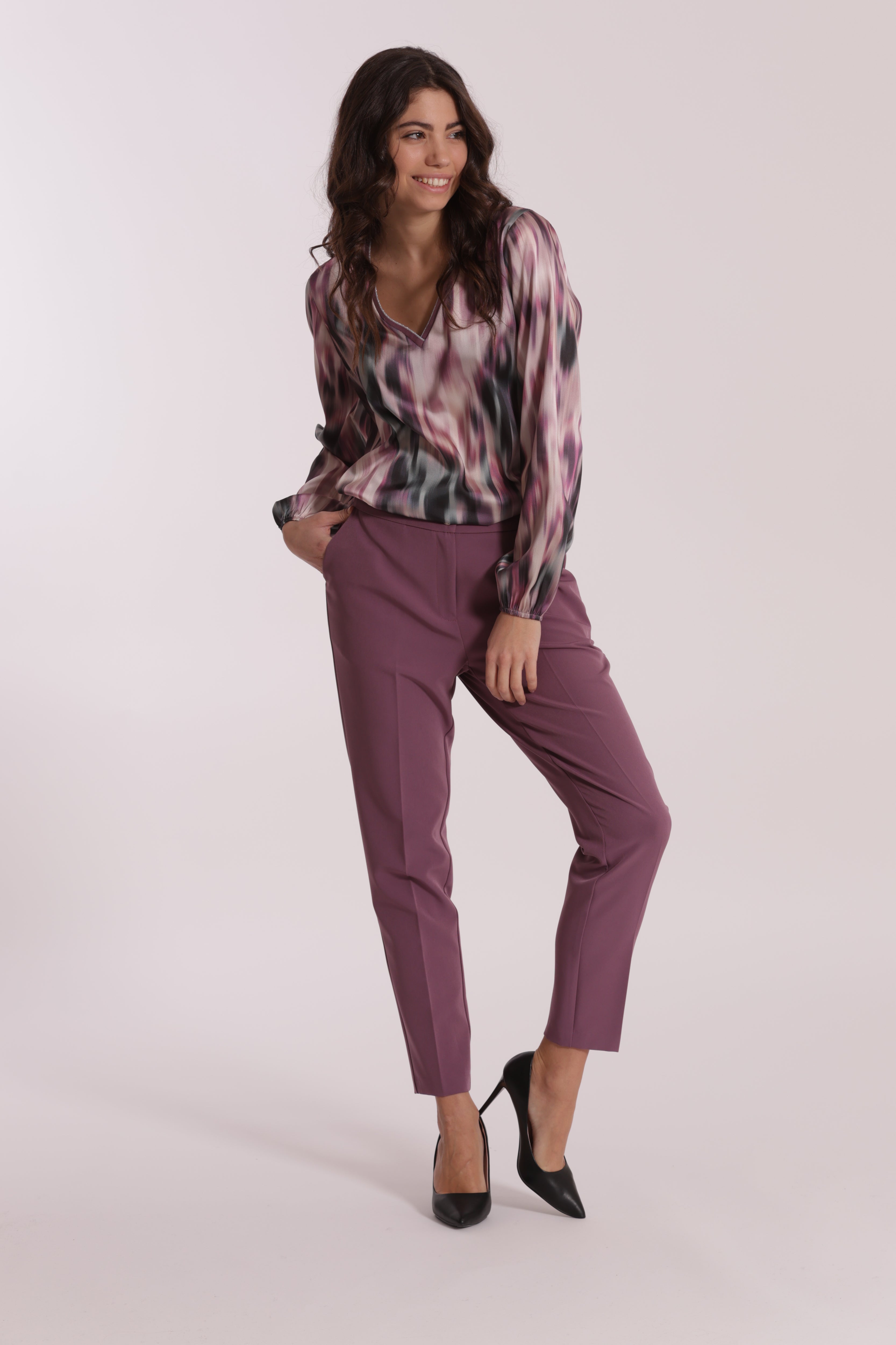 Mimi Mua Pantalone Sigaretta Elastico Nero Tecnico