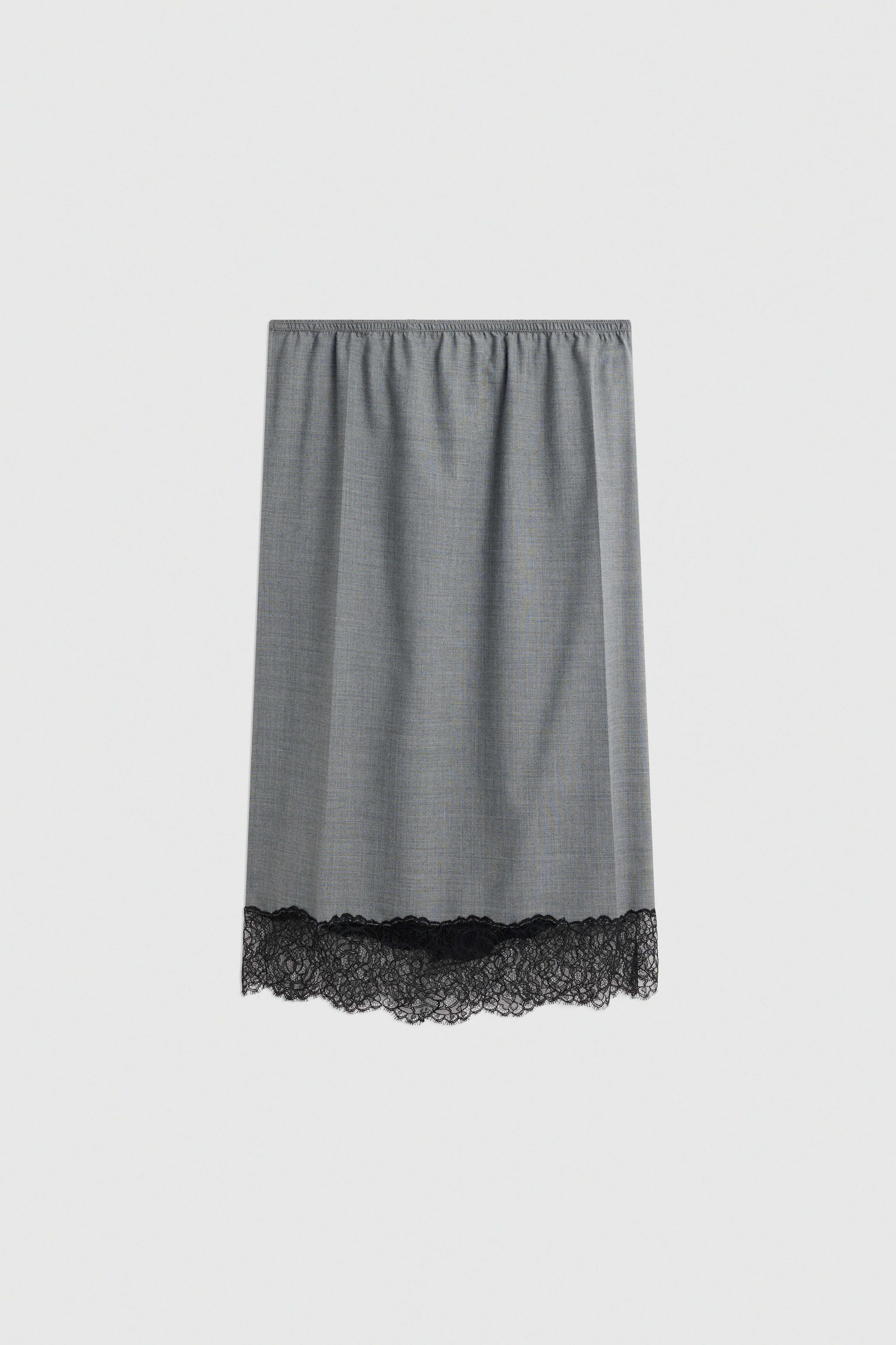 Semicouture Becka gonna midi lana grigia pizzo