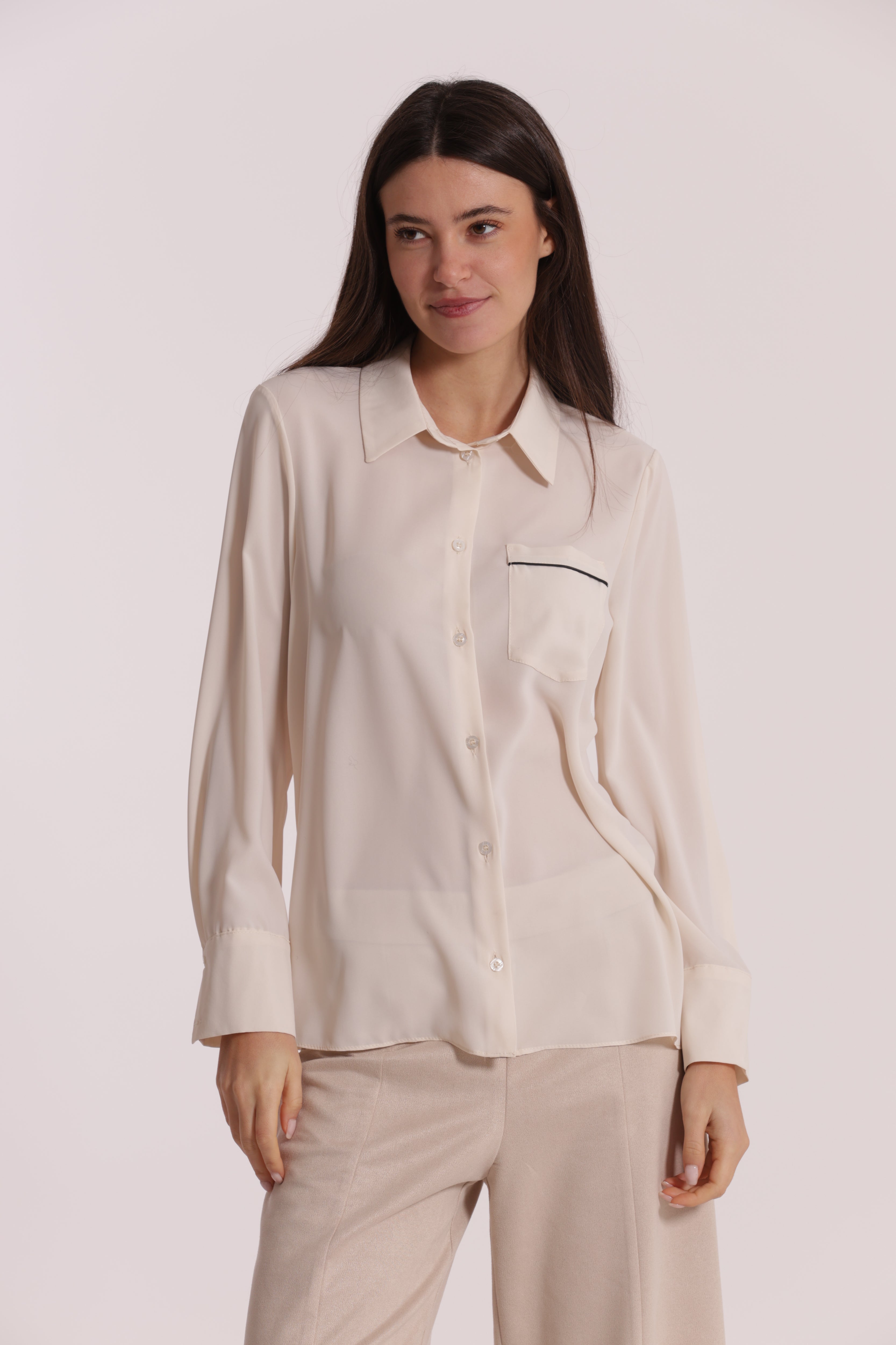 Mimi Mua Camicia Taschino Bicolor Nero Bianco