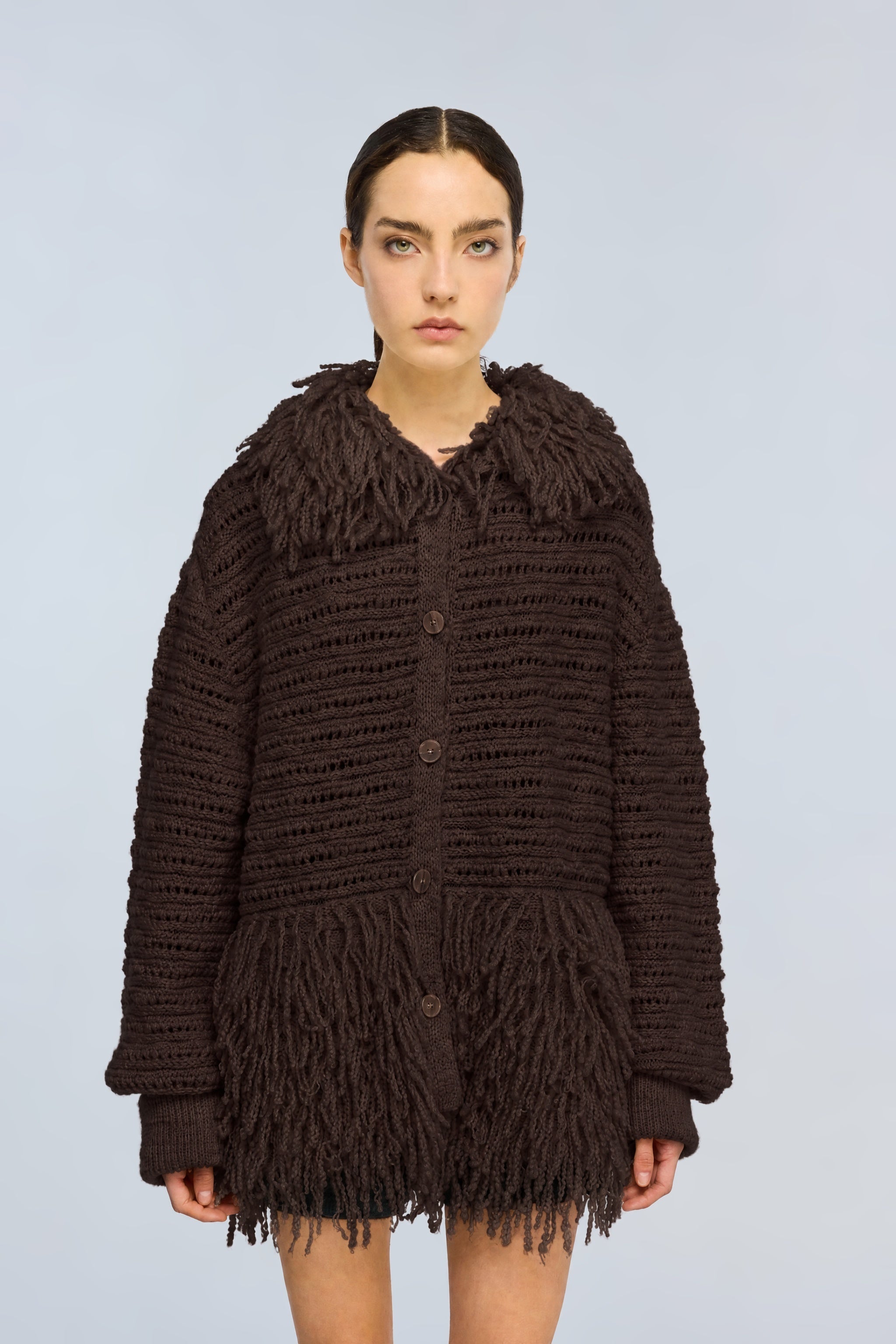 Semicouture Vickie giacca burro lana frange