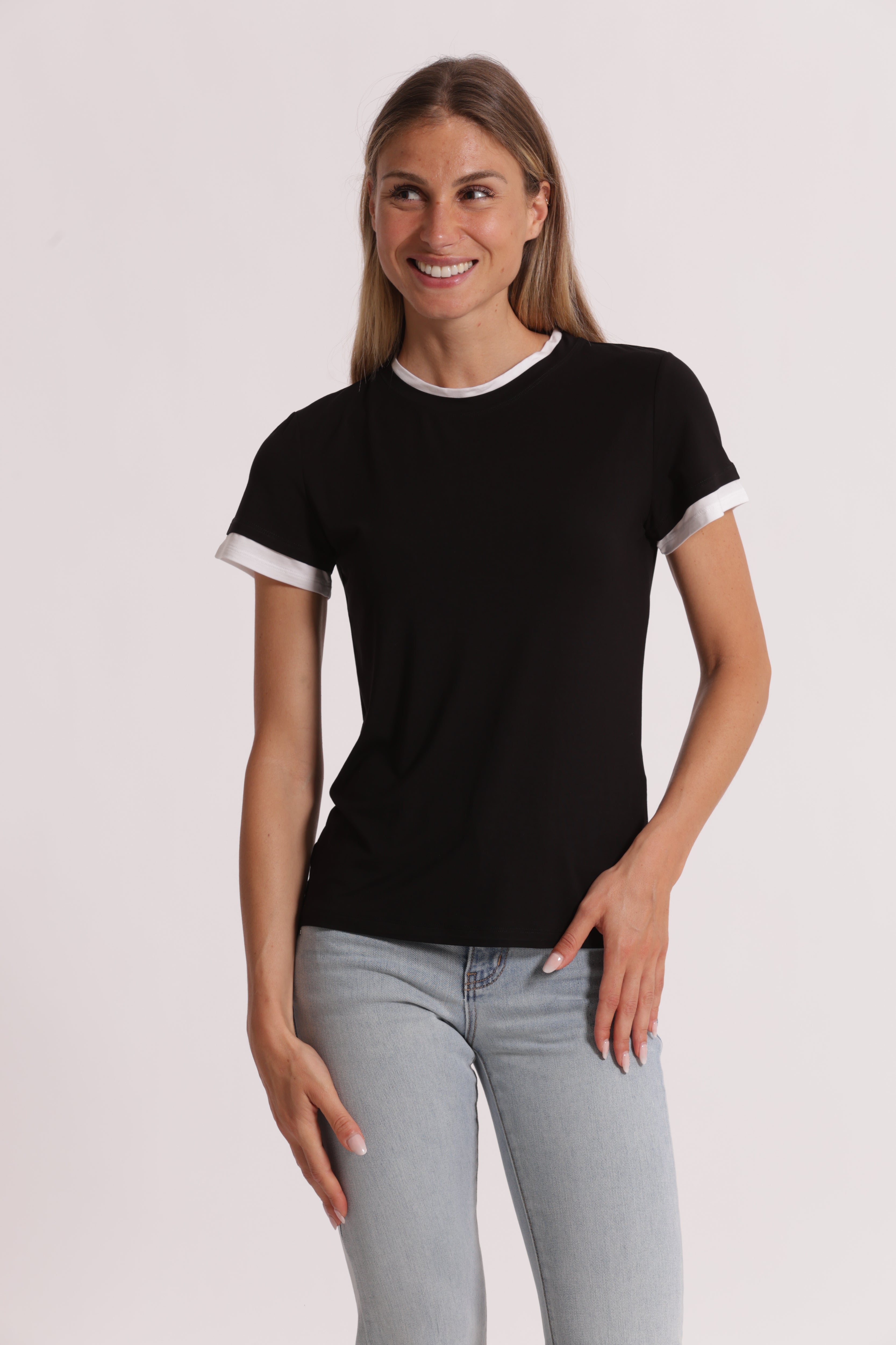 Mimi Mua T-Shirt Bordi a Contrasto maglietta viscosa