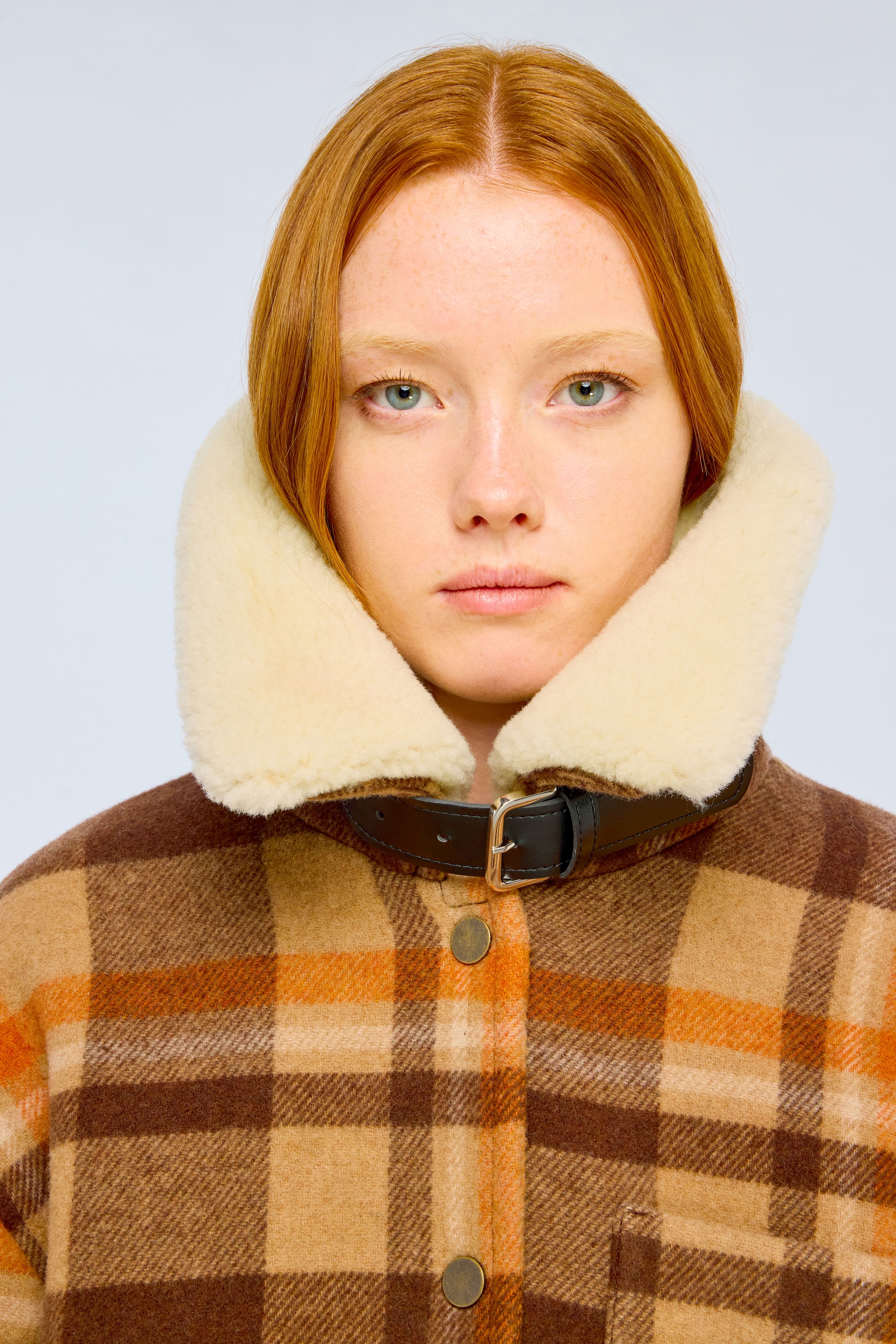 Semicouture Mary cappotto panno check moka