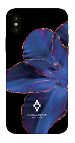 Marcelo Burlon Blue Flowers iPhone X/XS cover rigida soft touch