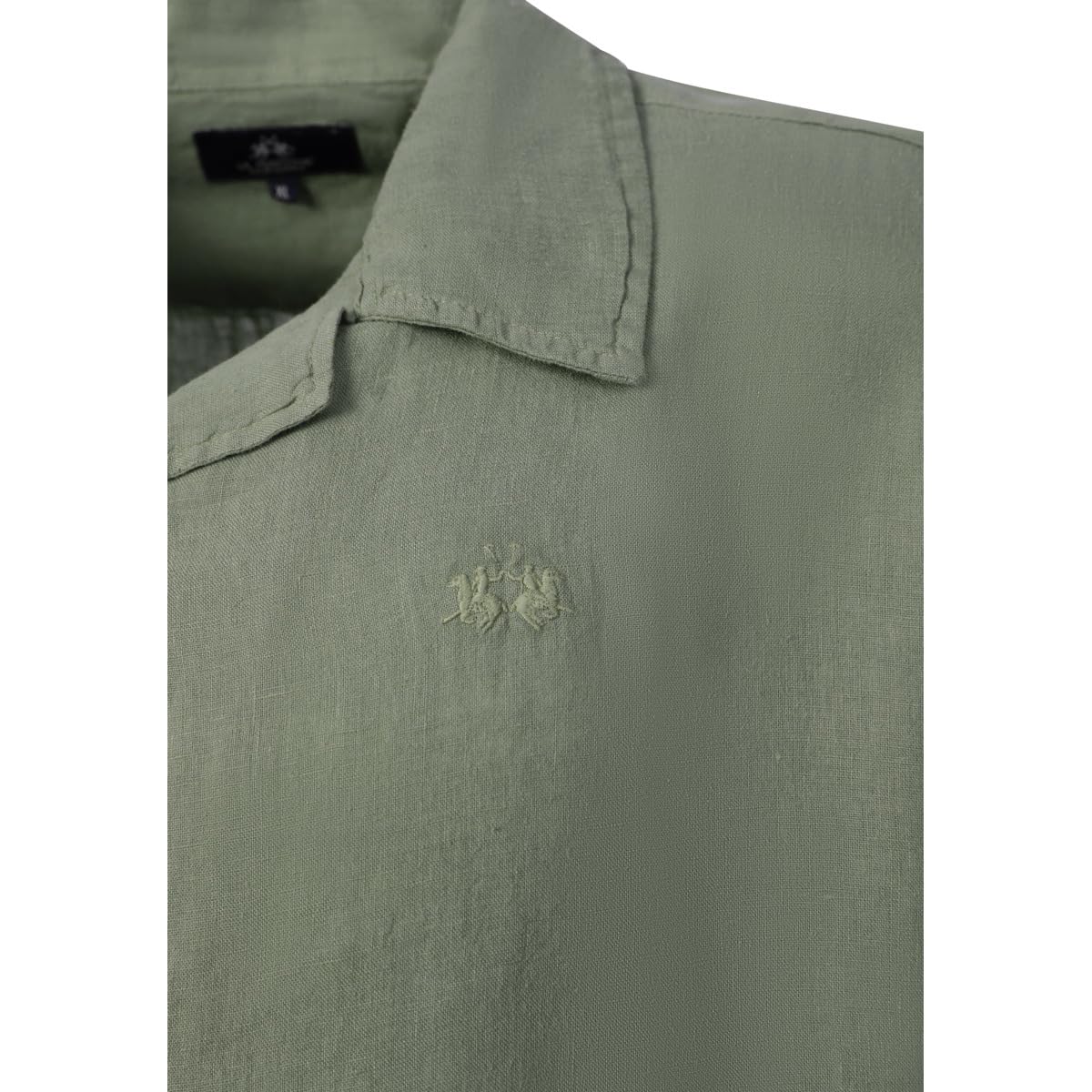 La Martina MCC025 camicia uomo verde lino manica corta