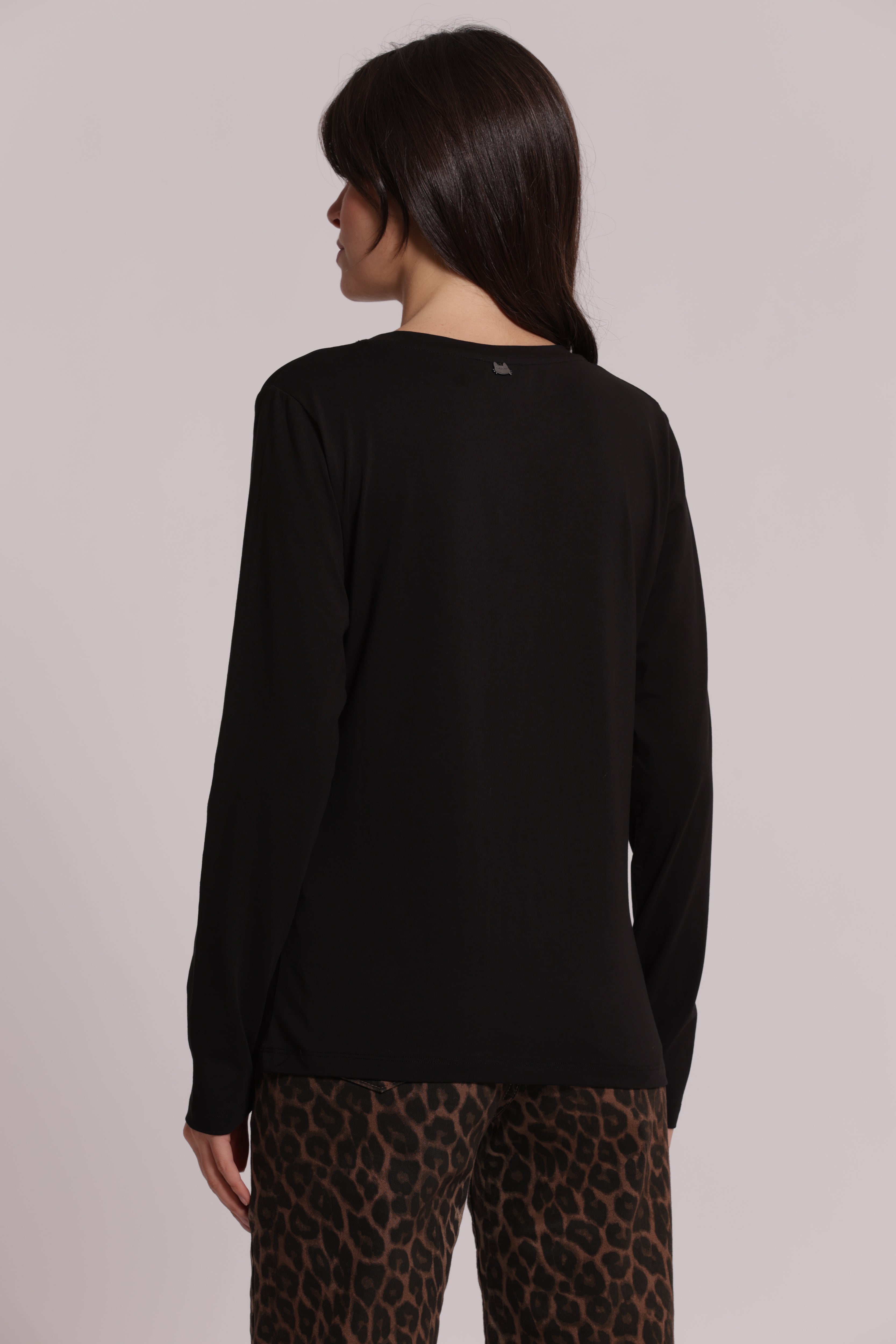 Mimi Mua t-shirt maniche lunghe trasparenza nera