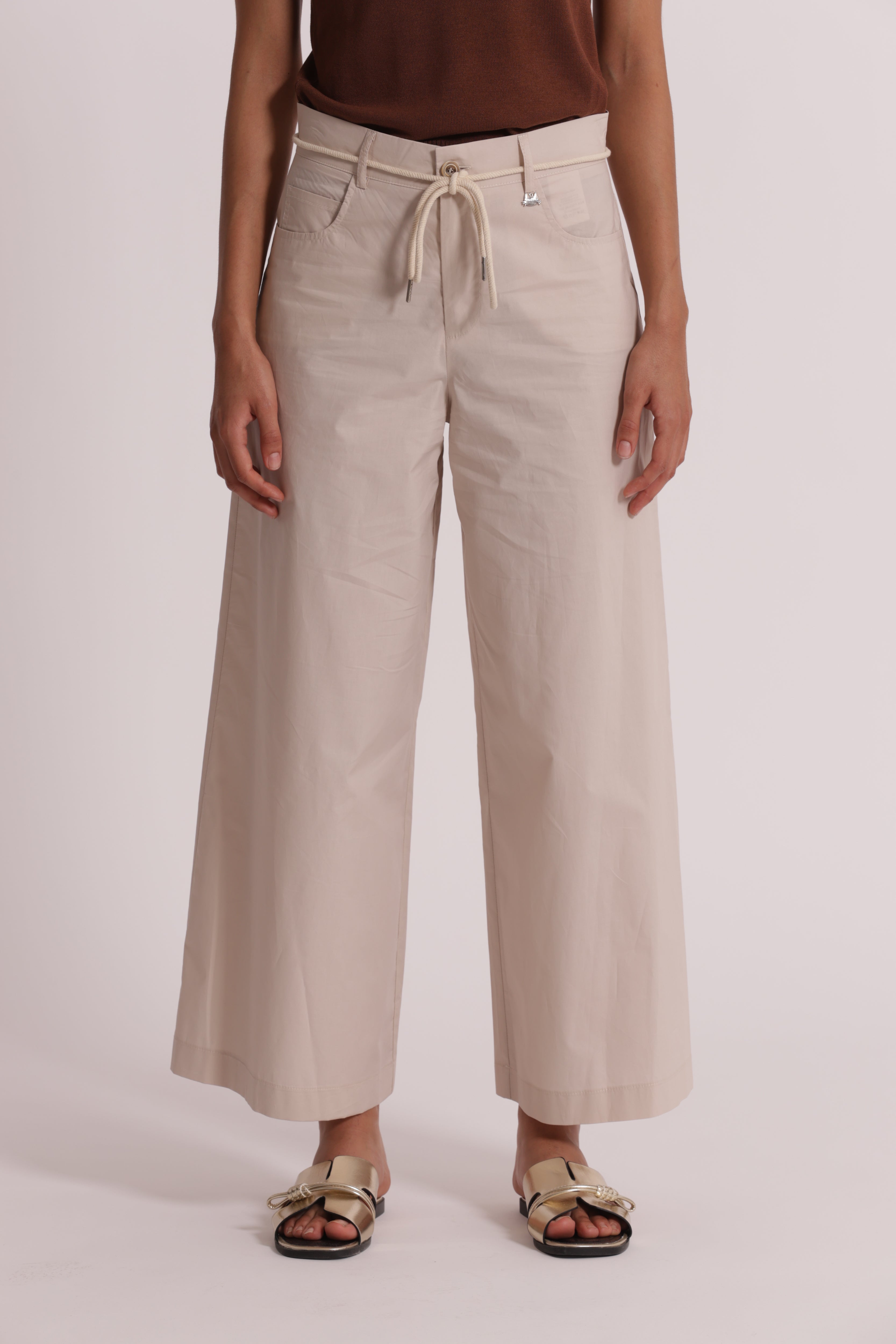 Mimi Mua Pantaloni Cordino Vita 100% Cotone Beige
