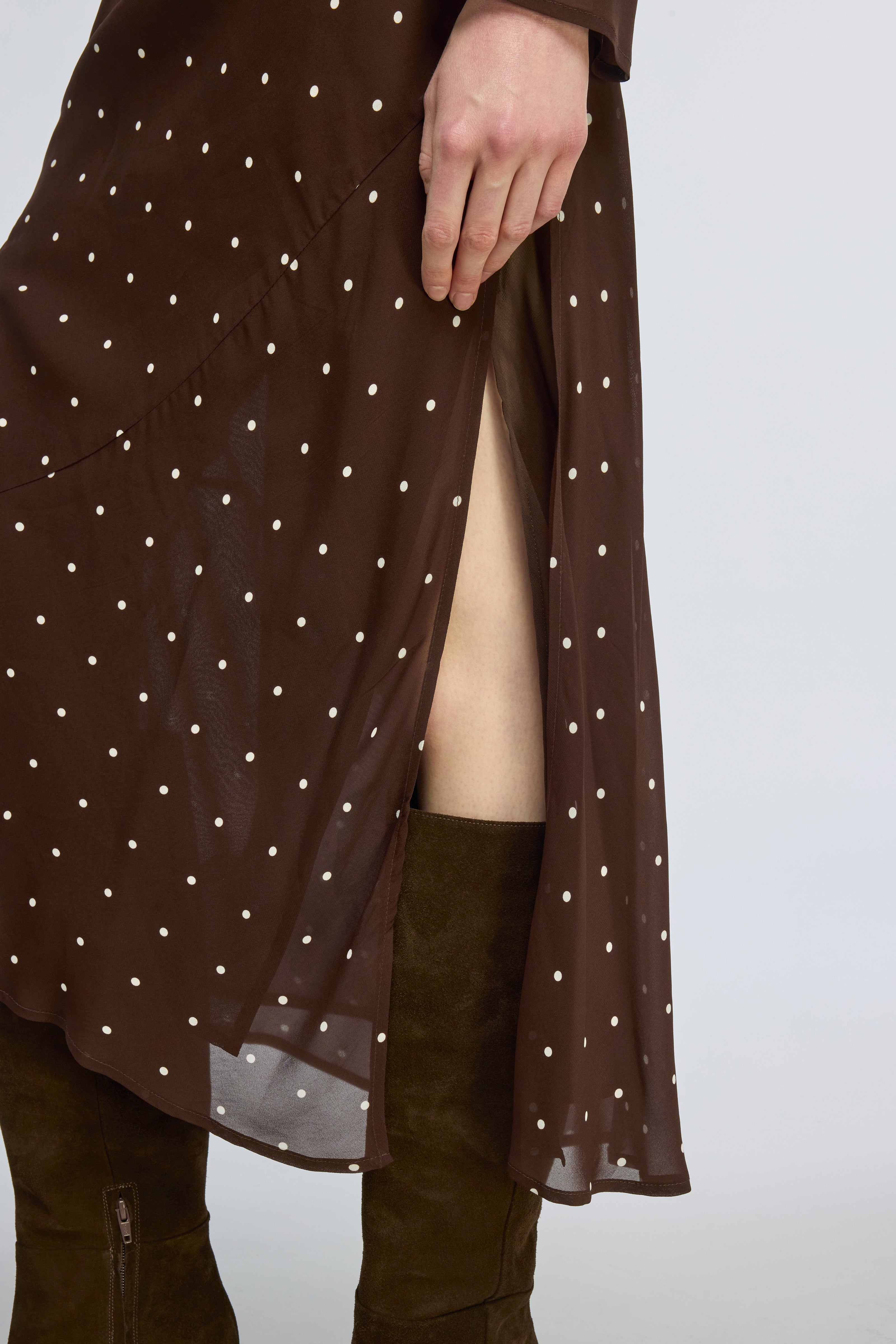 Semicouture Connie Abito Georgette Pois Moka Fluido