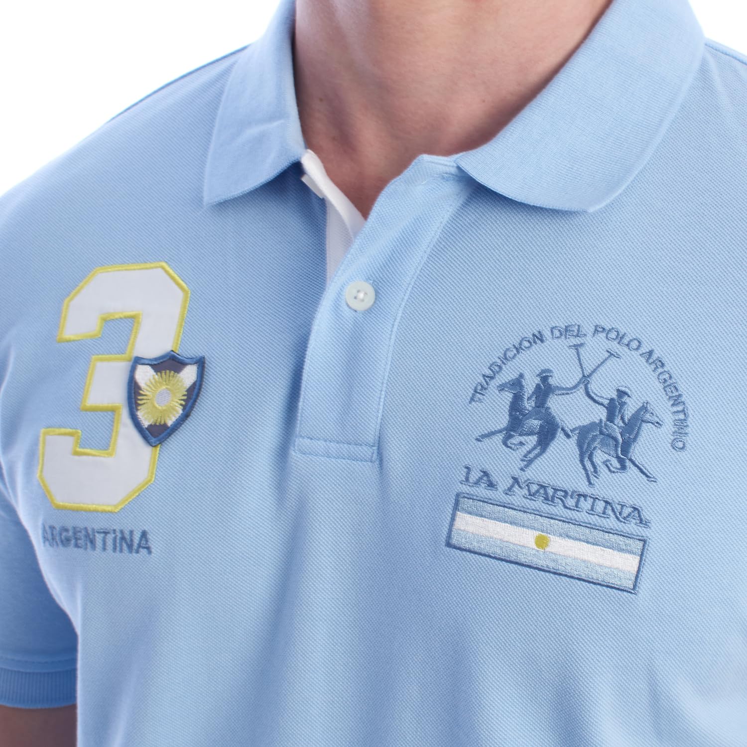 La Martina polo uomo YMP315-PK031 manica corta azzurro piqué