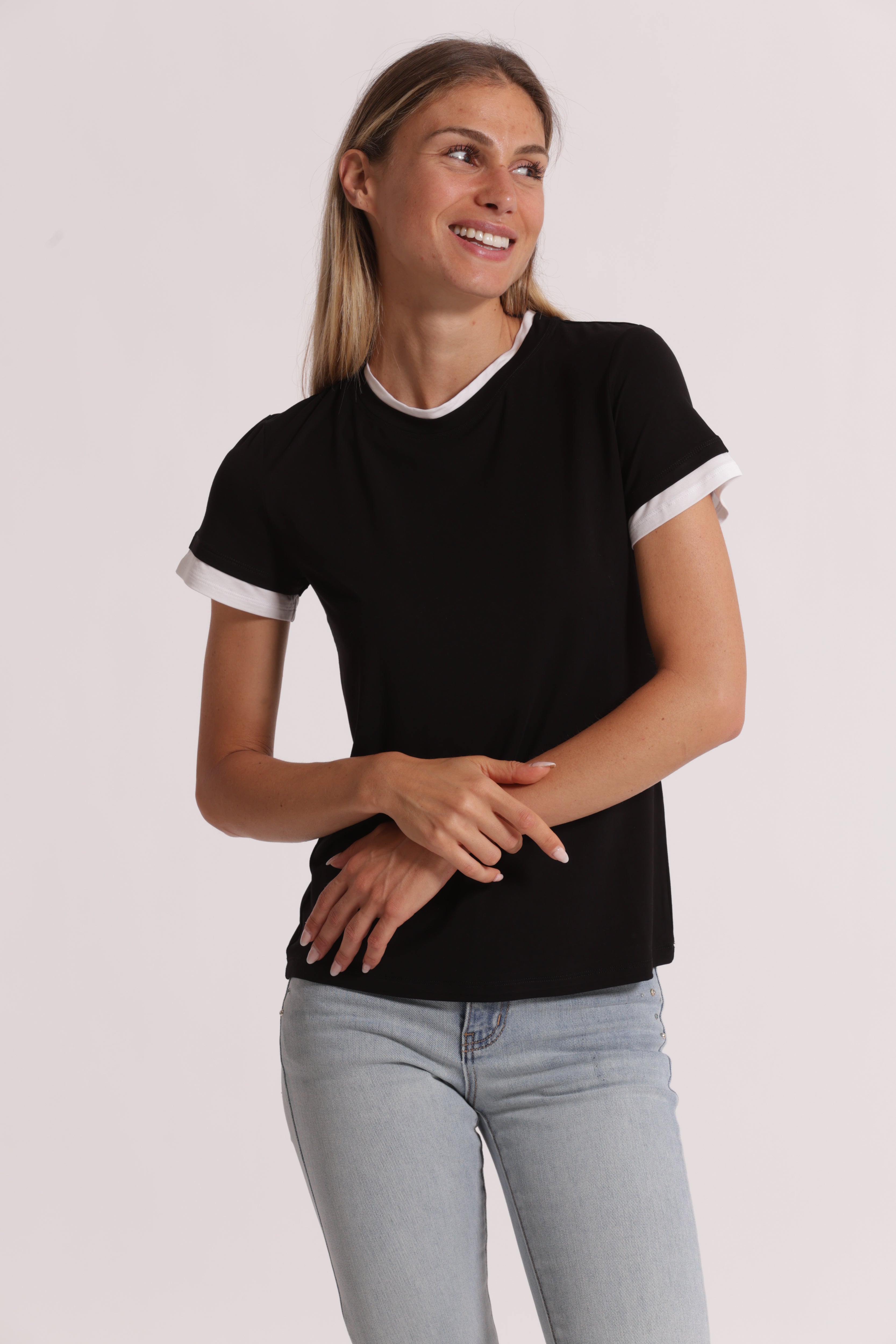 Mimi Mua T-Shirt Bordi a Contrasto maglietta viscosa