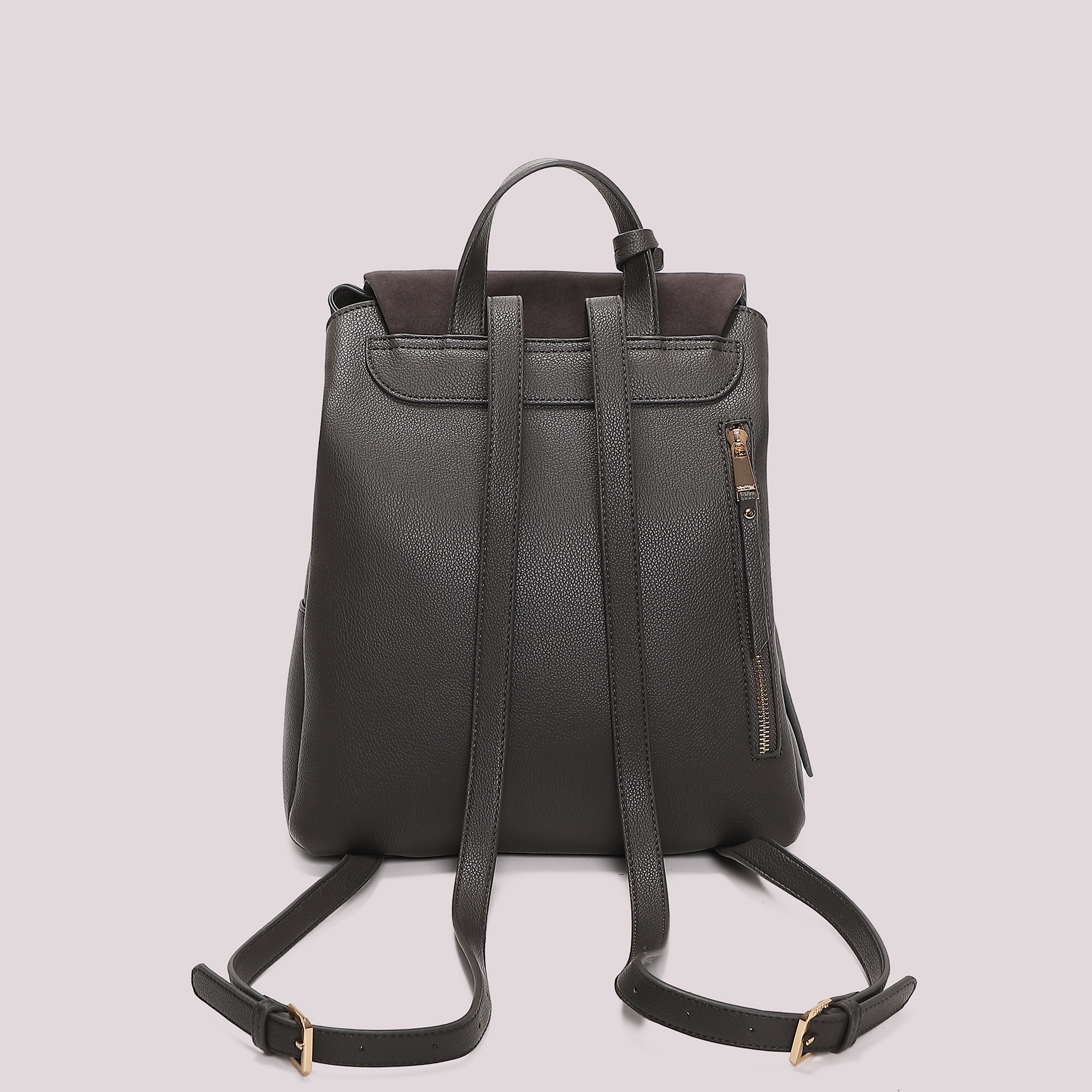 Mimi Mua Zaino Patch Diagonale Effetto Camoscio Nero