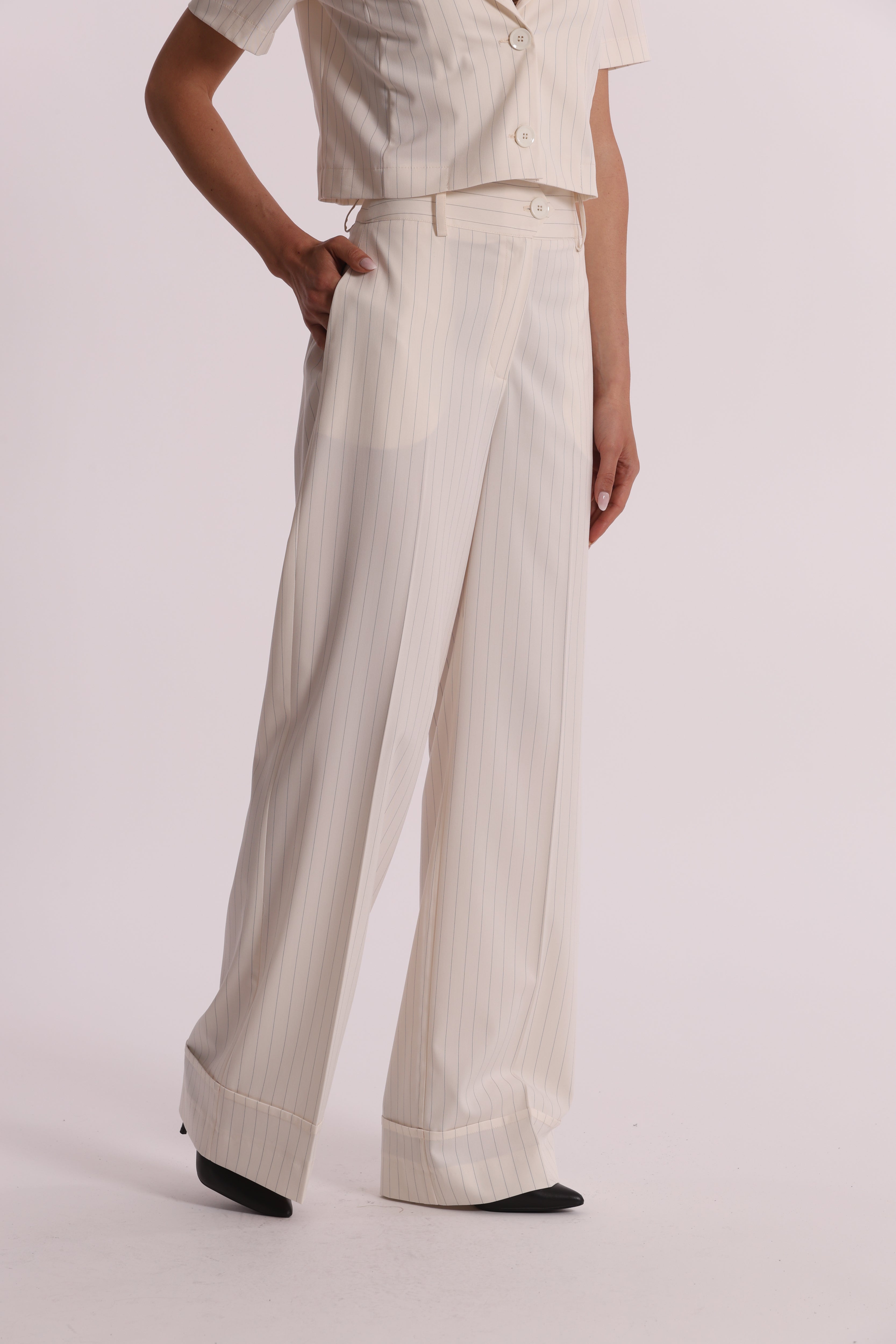 Mimi Mua Palazzo Gessato Pantaloni Gamba Larga