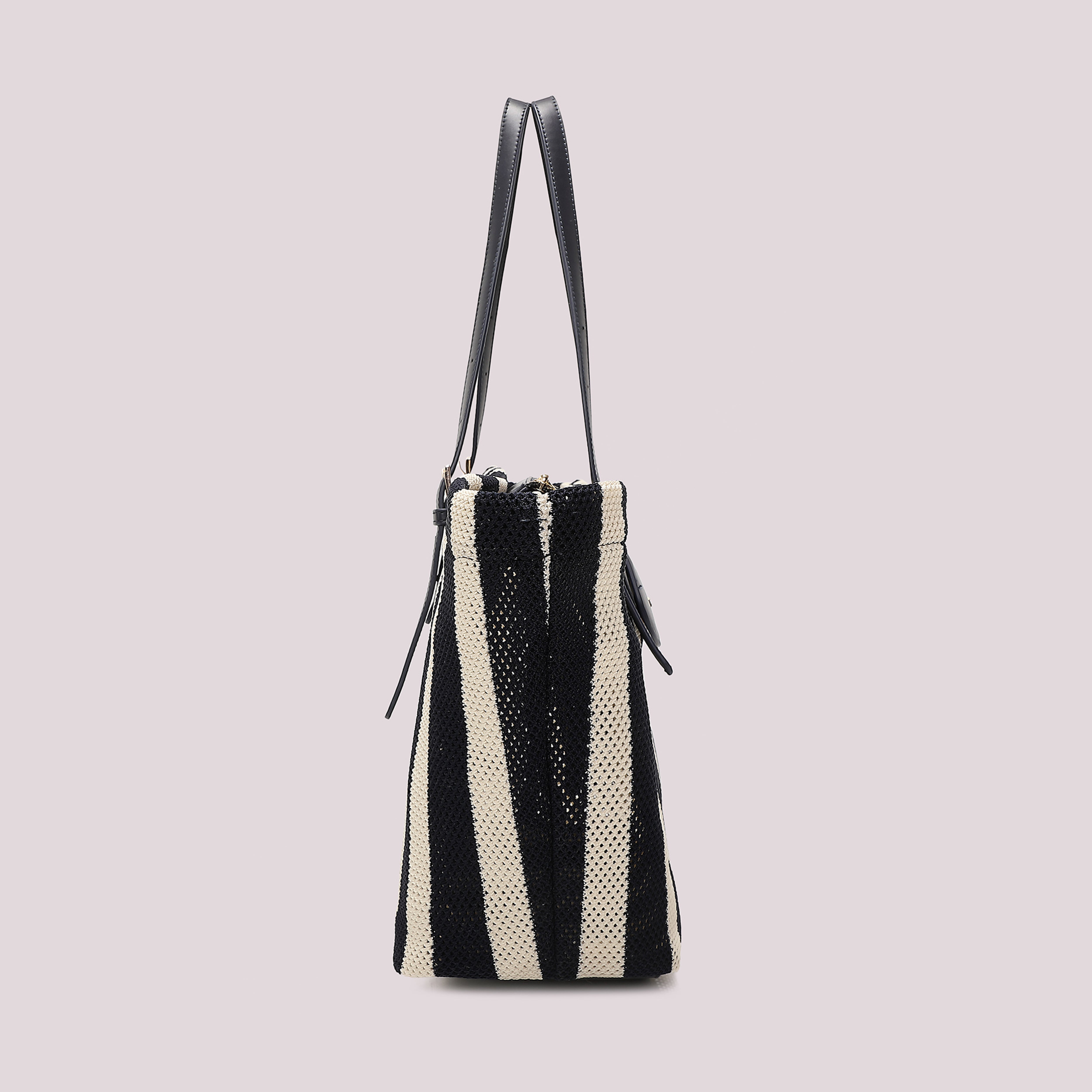 Mimi Mua Rete a Righe Borsa a Spalla Blu/Panna