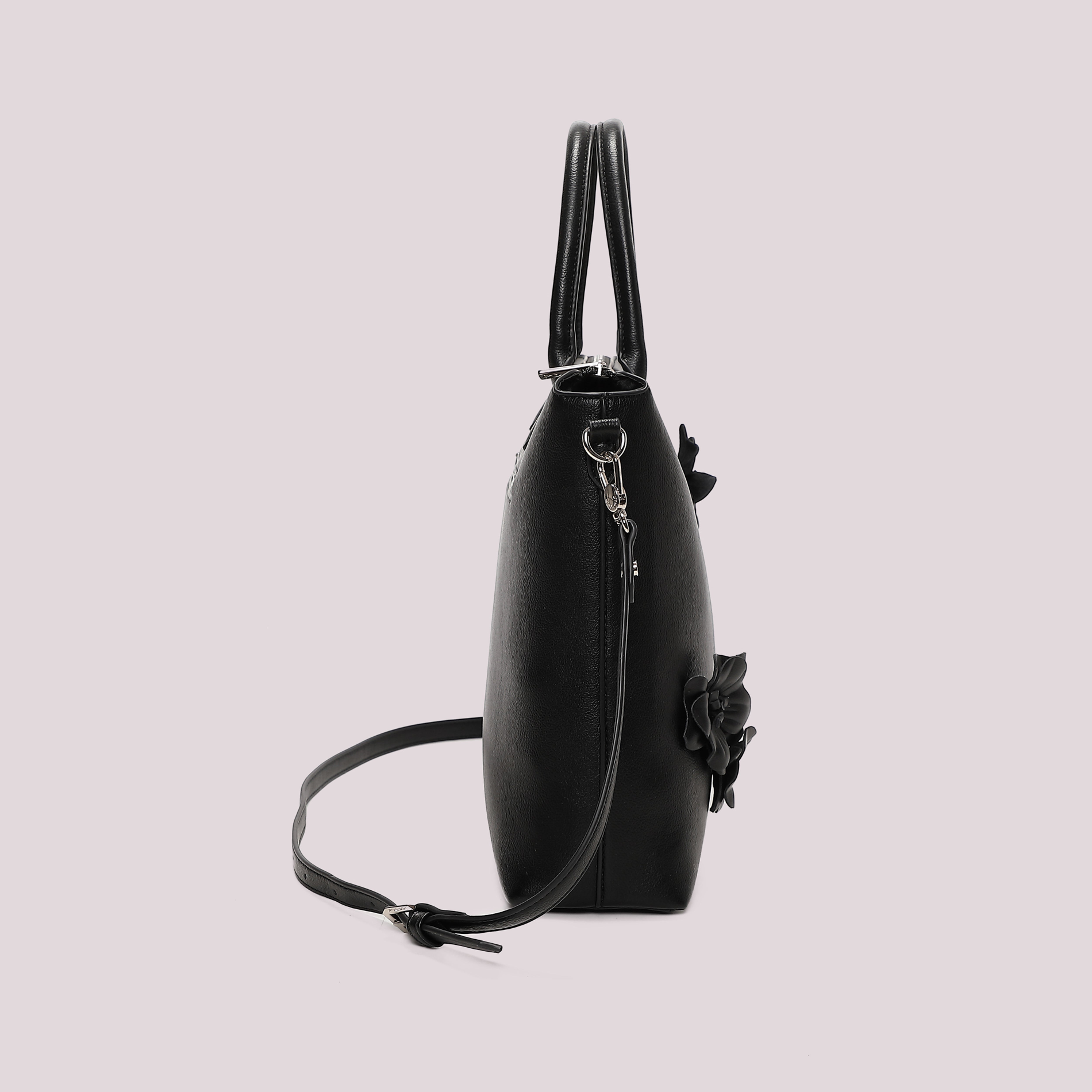 Mimi Mua borsa a spalla con fiori borsa nero 33x31x9 cm