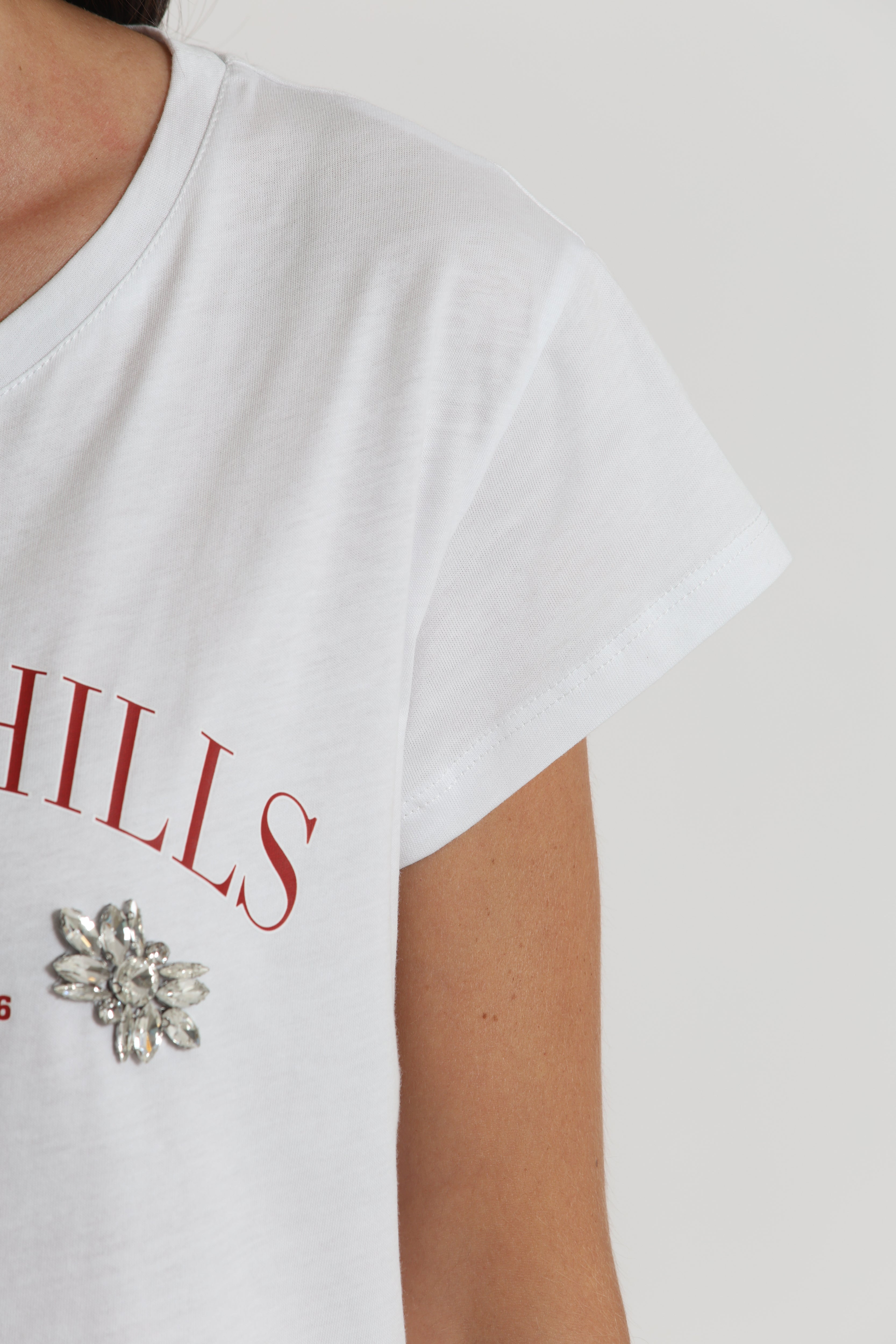Mimi Mua T-shirt Beverly Hills Strass Cotone