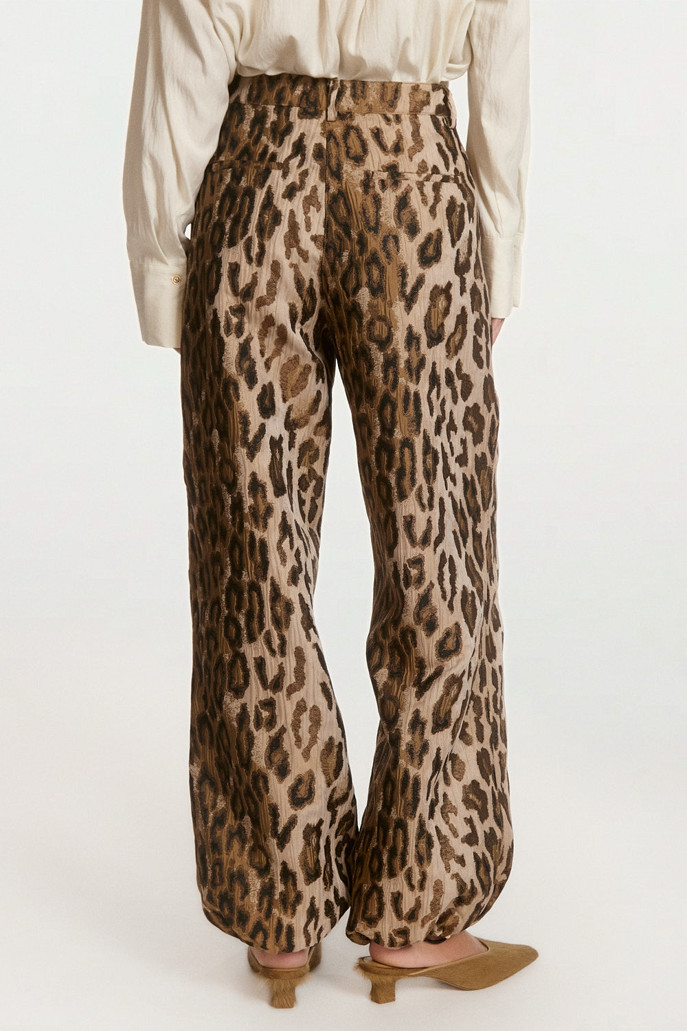 Aaiko Jet pantaloni animalier marrone lucido