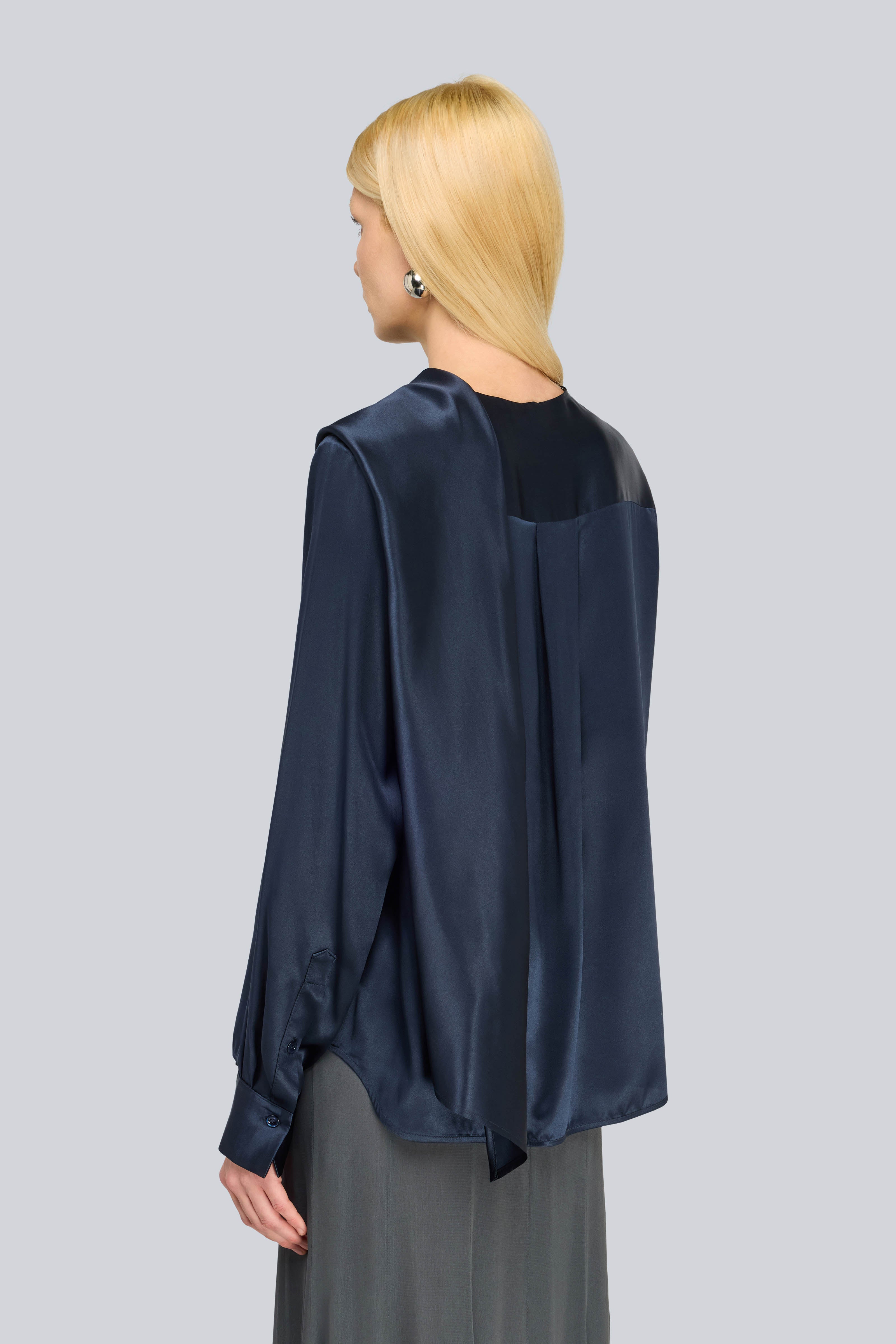 Semicouture Rexanne blusa raso seta blu notte