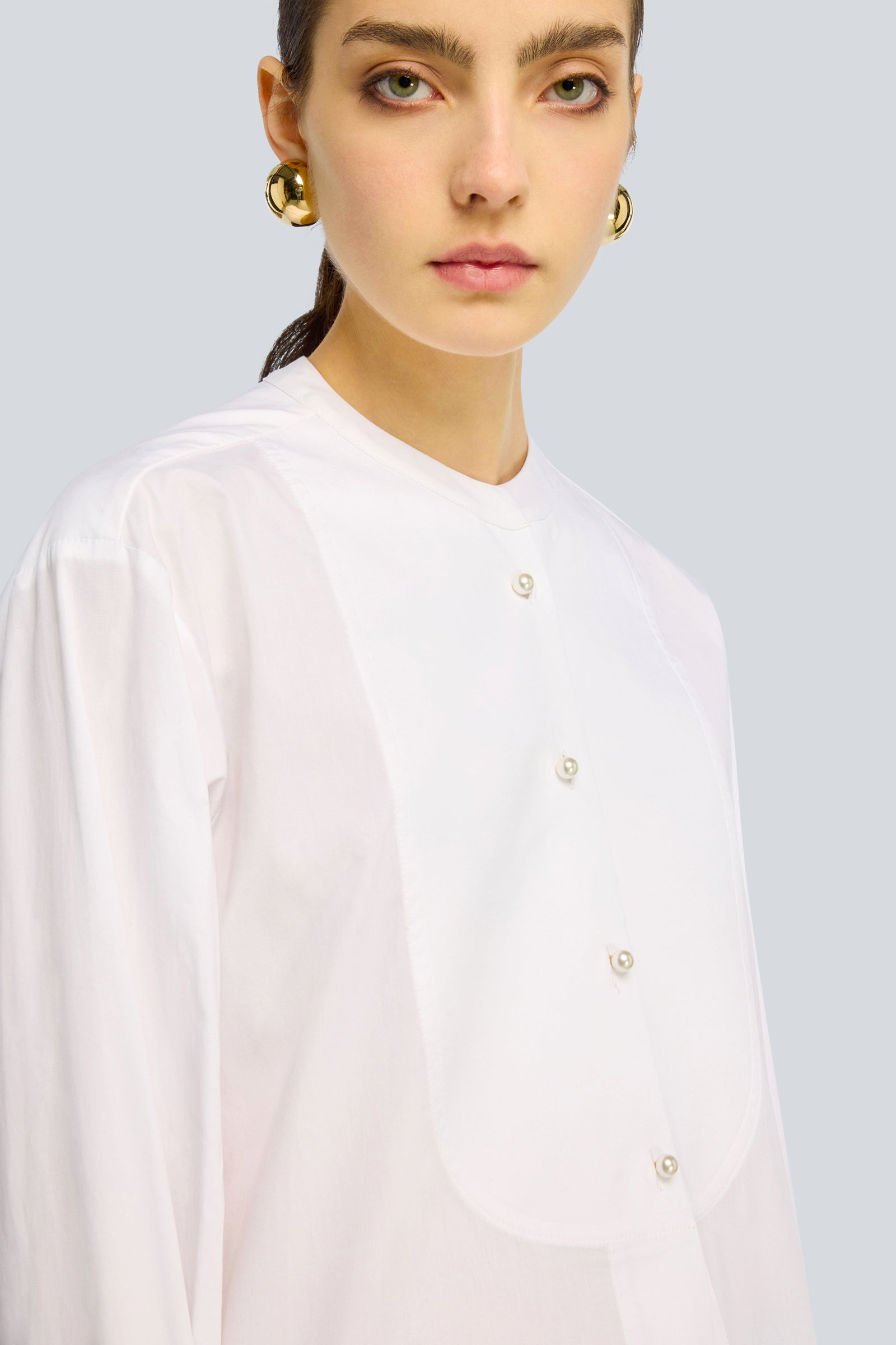 Semicouture Kiley Camicia Popeline Collo Coreano Bianco